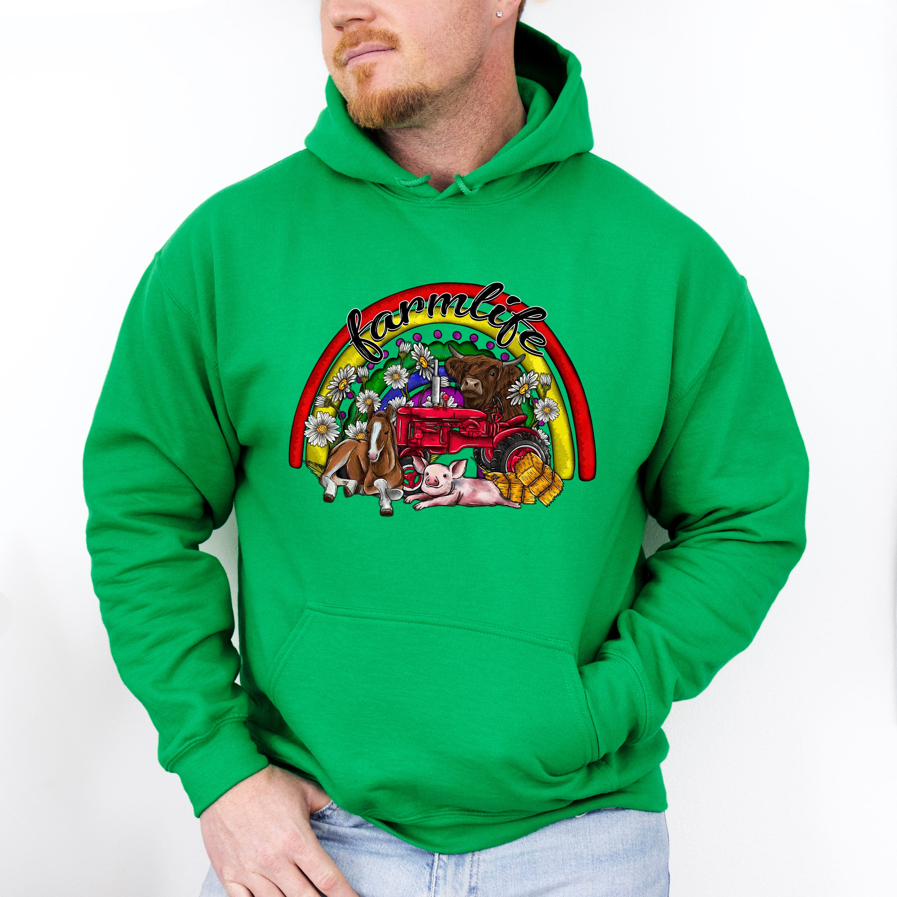 Farm Life Rainbow Design - Farm Animals Unisex Crewneck T-Shirt Sweatshirt Hoodie