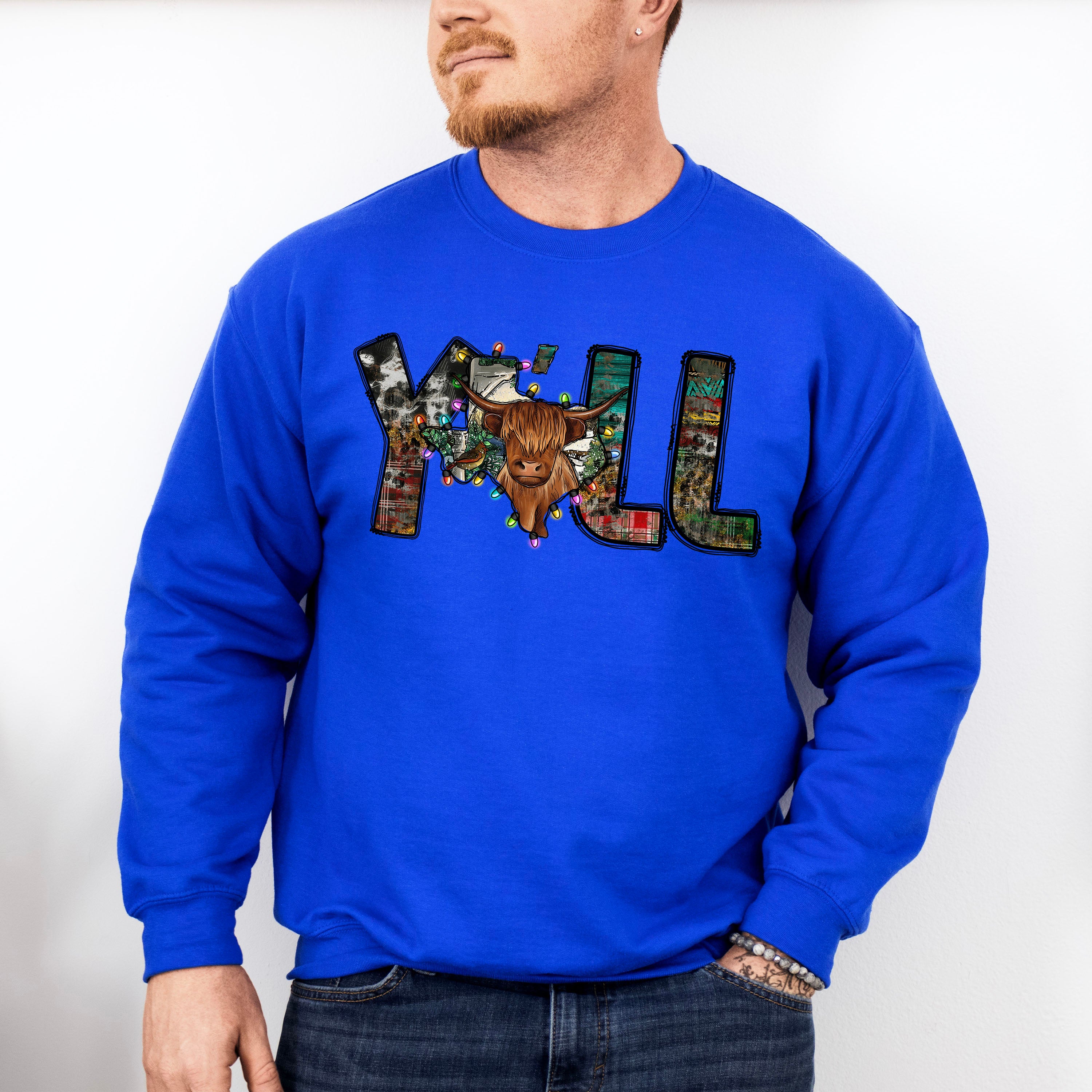 Y'all Texas Map Design - Farm Animals Unisex Crewneck T-Shirt Sweatshirt Hoodie