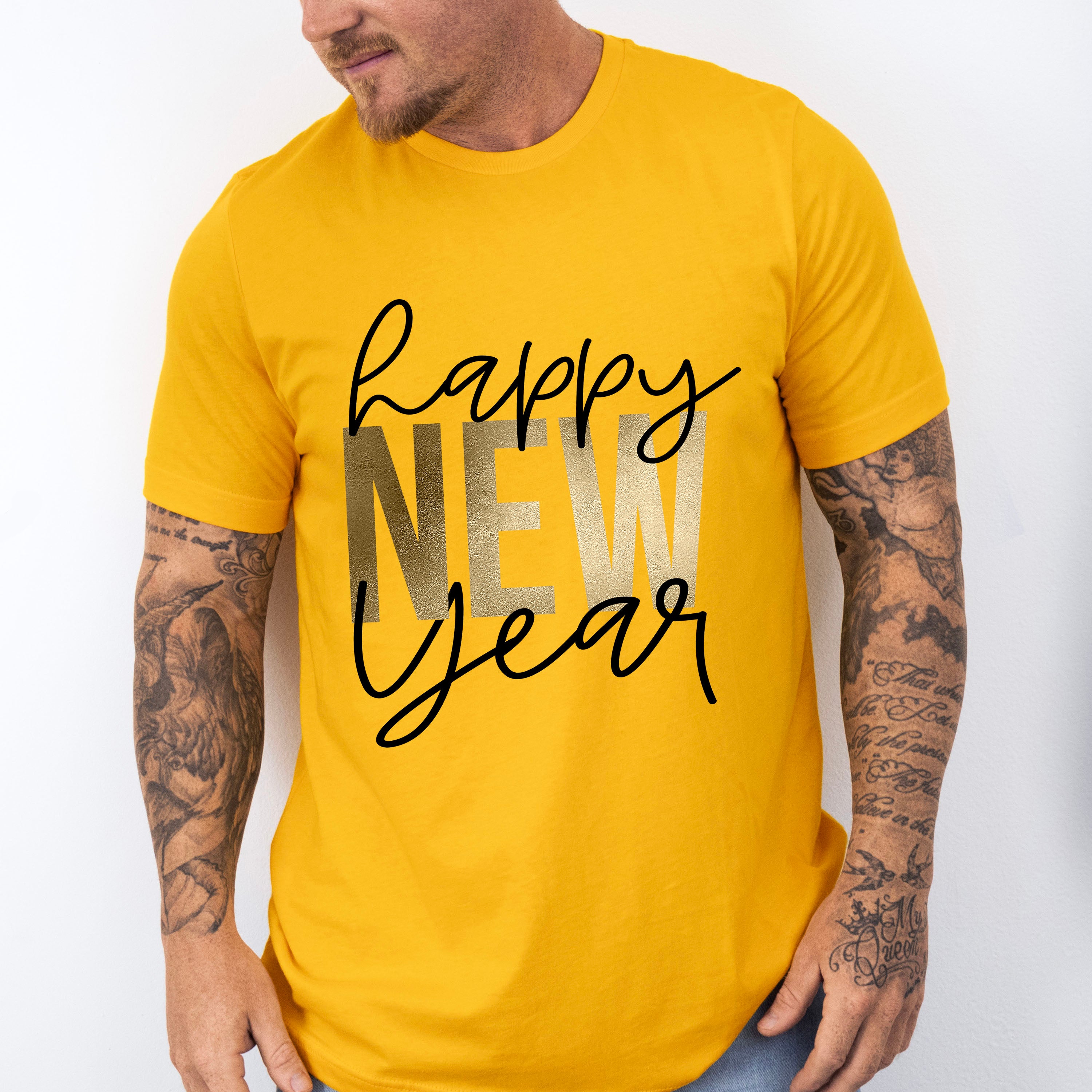 Happy New Year Golden Design - New Years Unisex Crewneck T-Shirt Sweatshirt Hoodie
