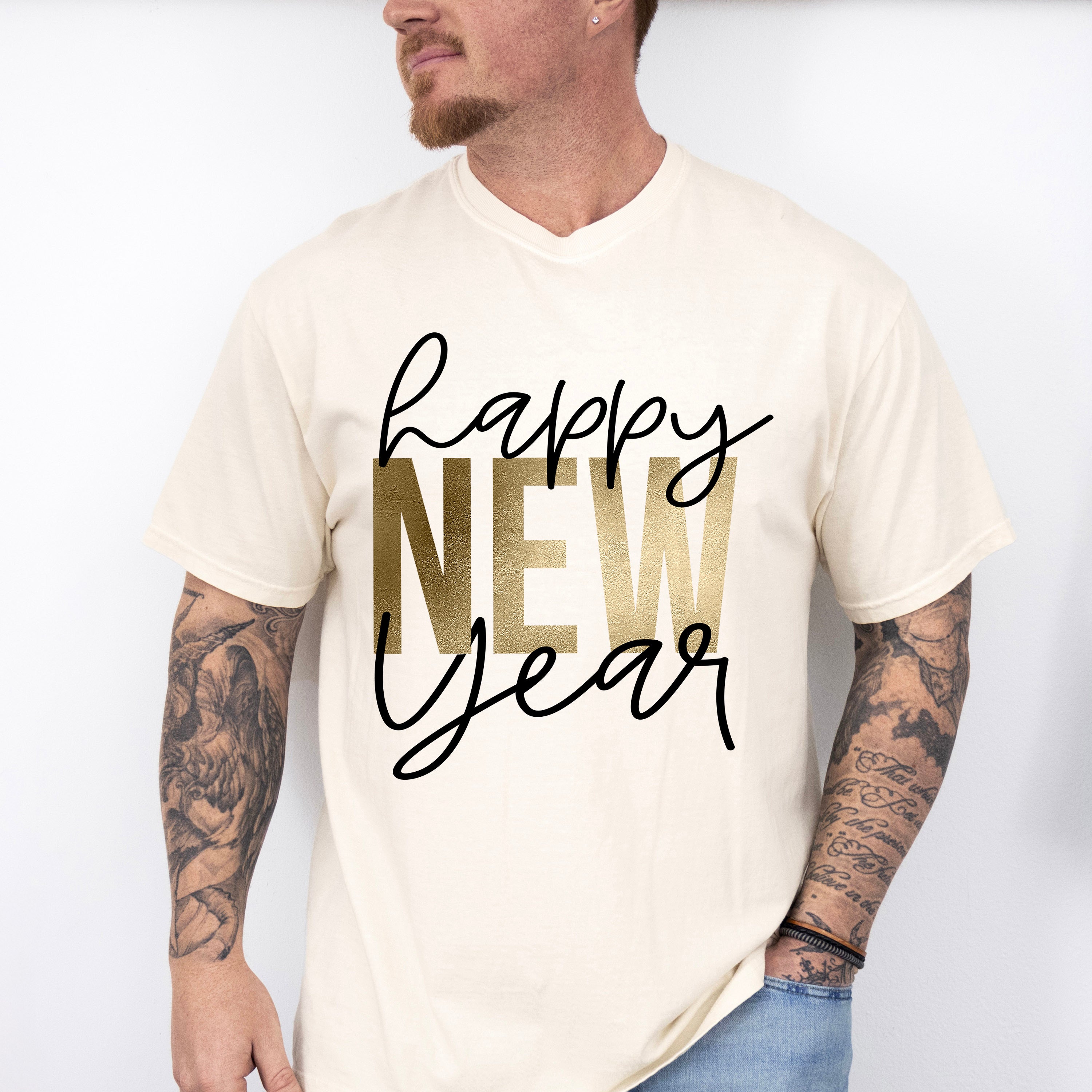 Happy New Year Golden Design - New Years Unisex Crewneck T-Shirt Sweatshirt Hoodie