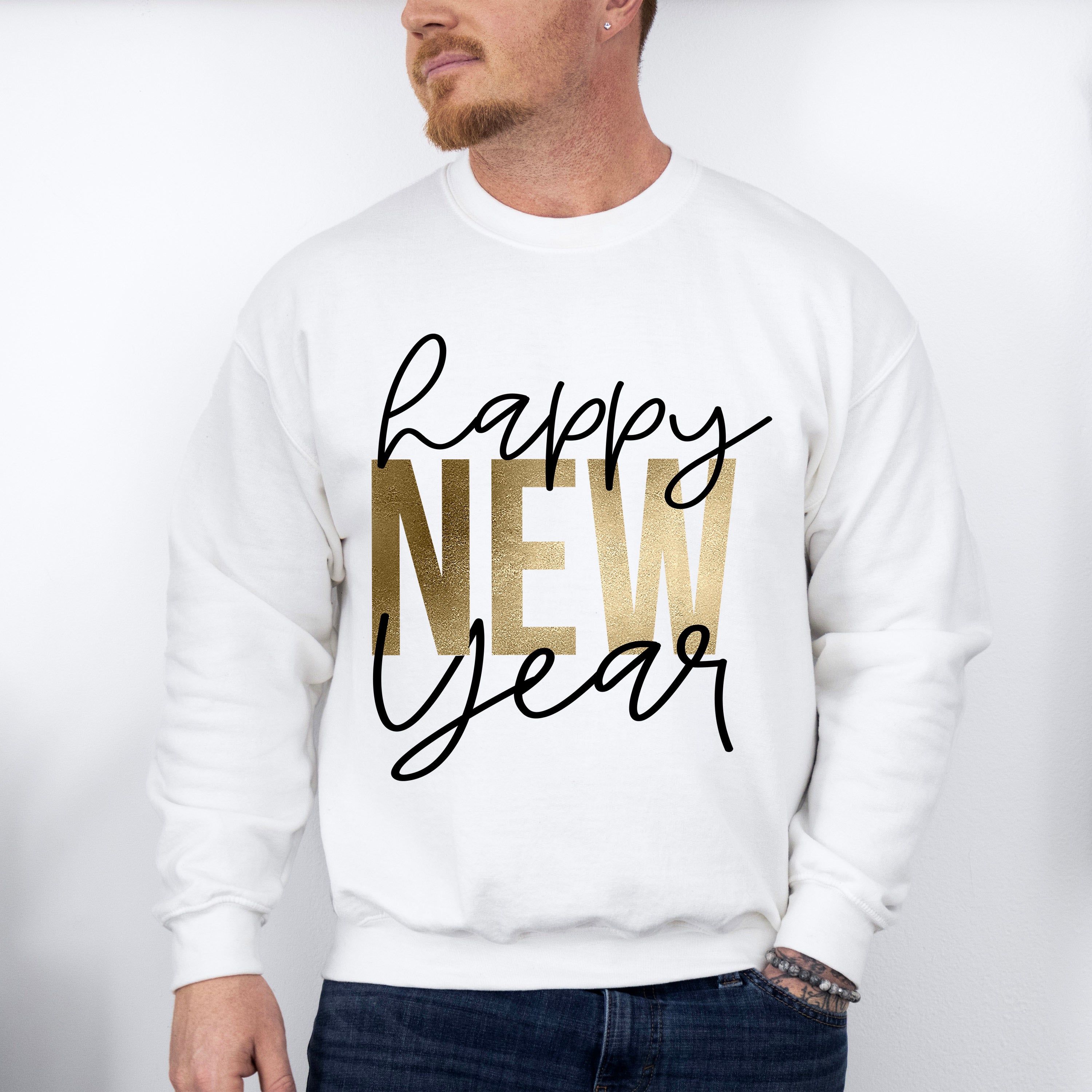 Happy New Year Golden Design - New Years Unisex Crewneck T-Shirt Sweatshirt Hoodie