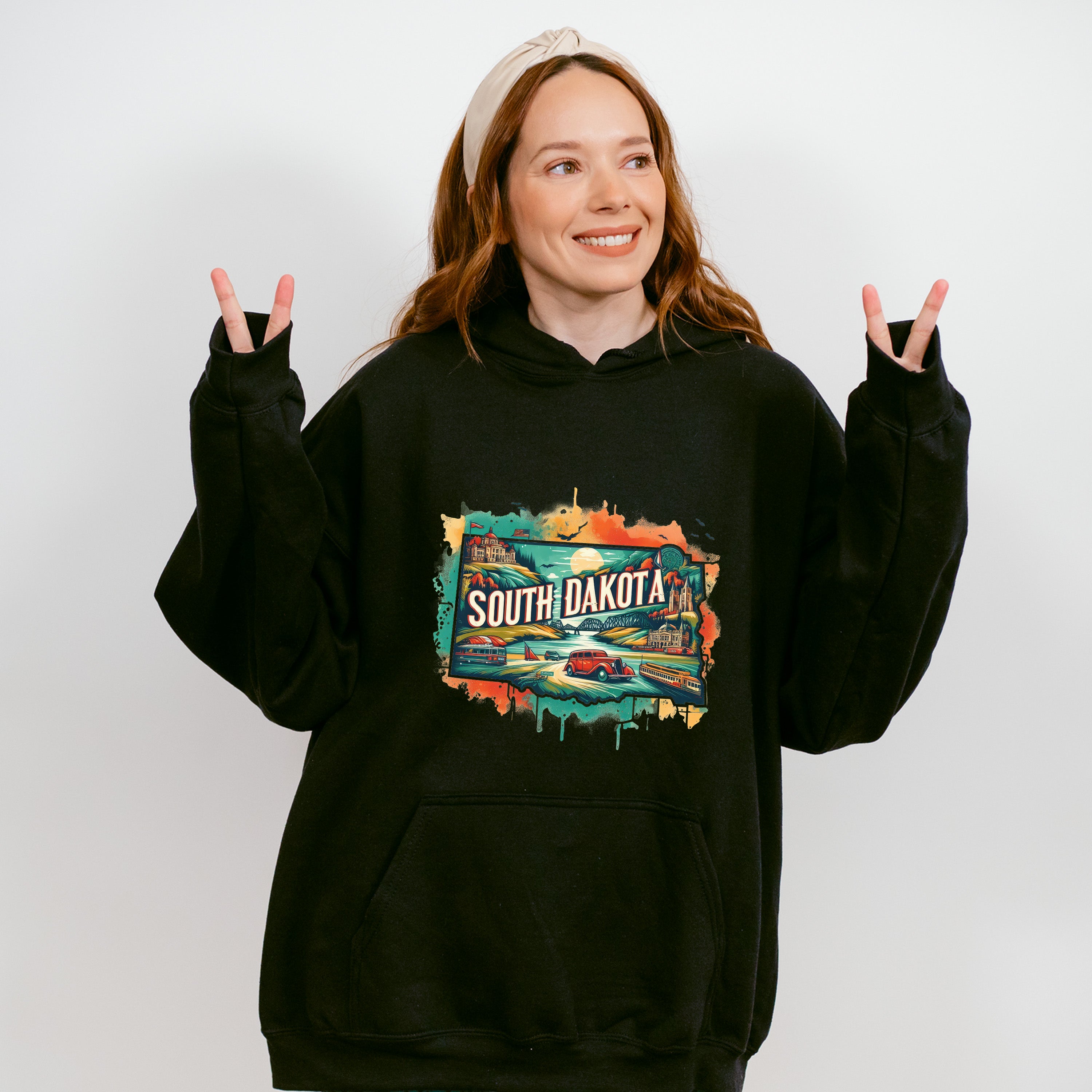 Colorful South Dakota State Design - States &amp; Cities Unisex Crewneck T-Shirt Sweatshirt Hoodie