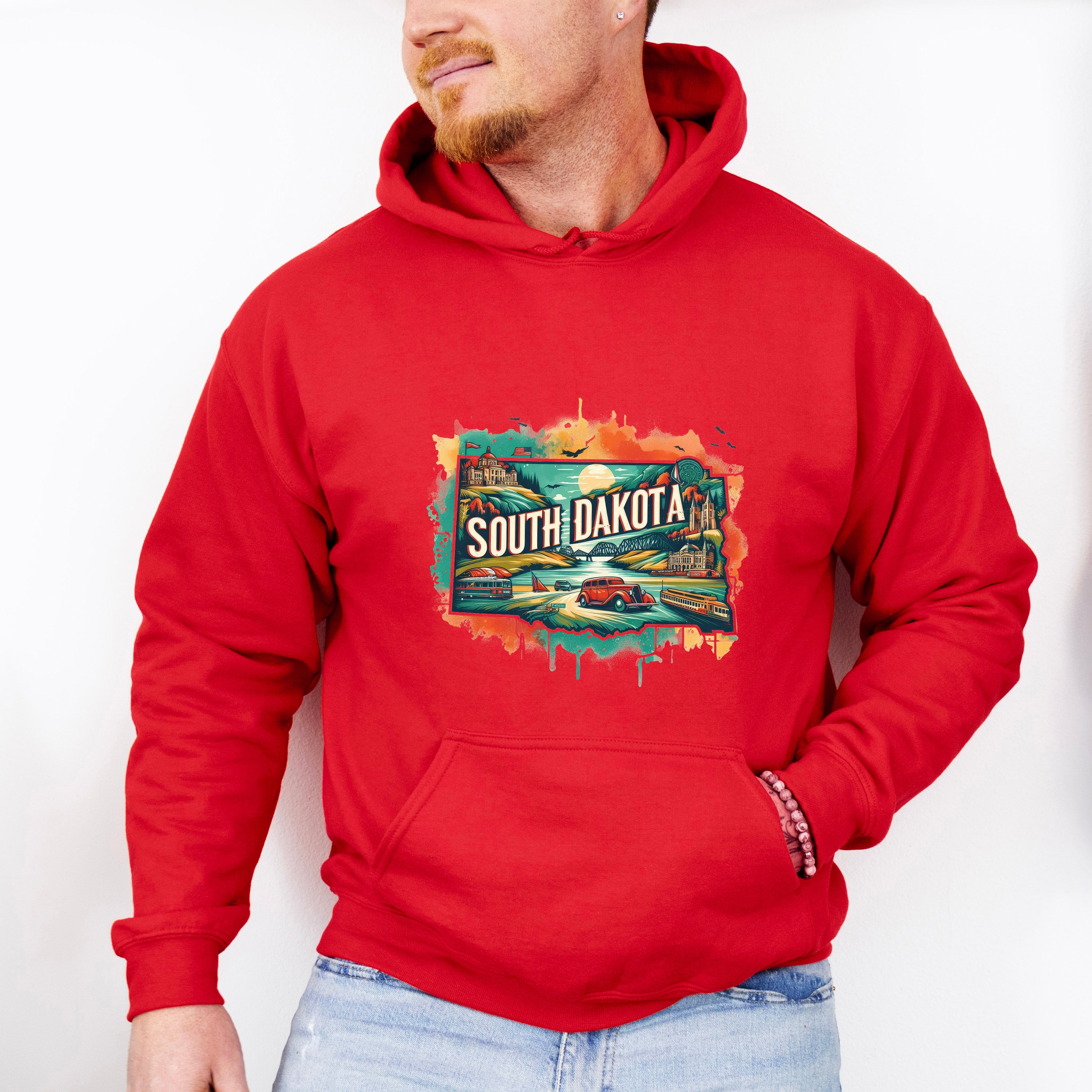 Colorful South Dakota State Design - States &amp; Cities Unisex Crewneck T-Shirt Sweatshirt Hoodie
