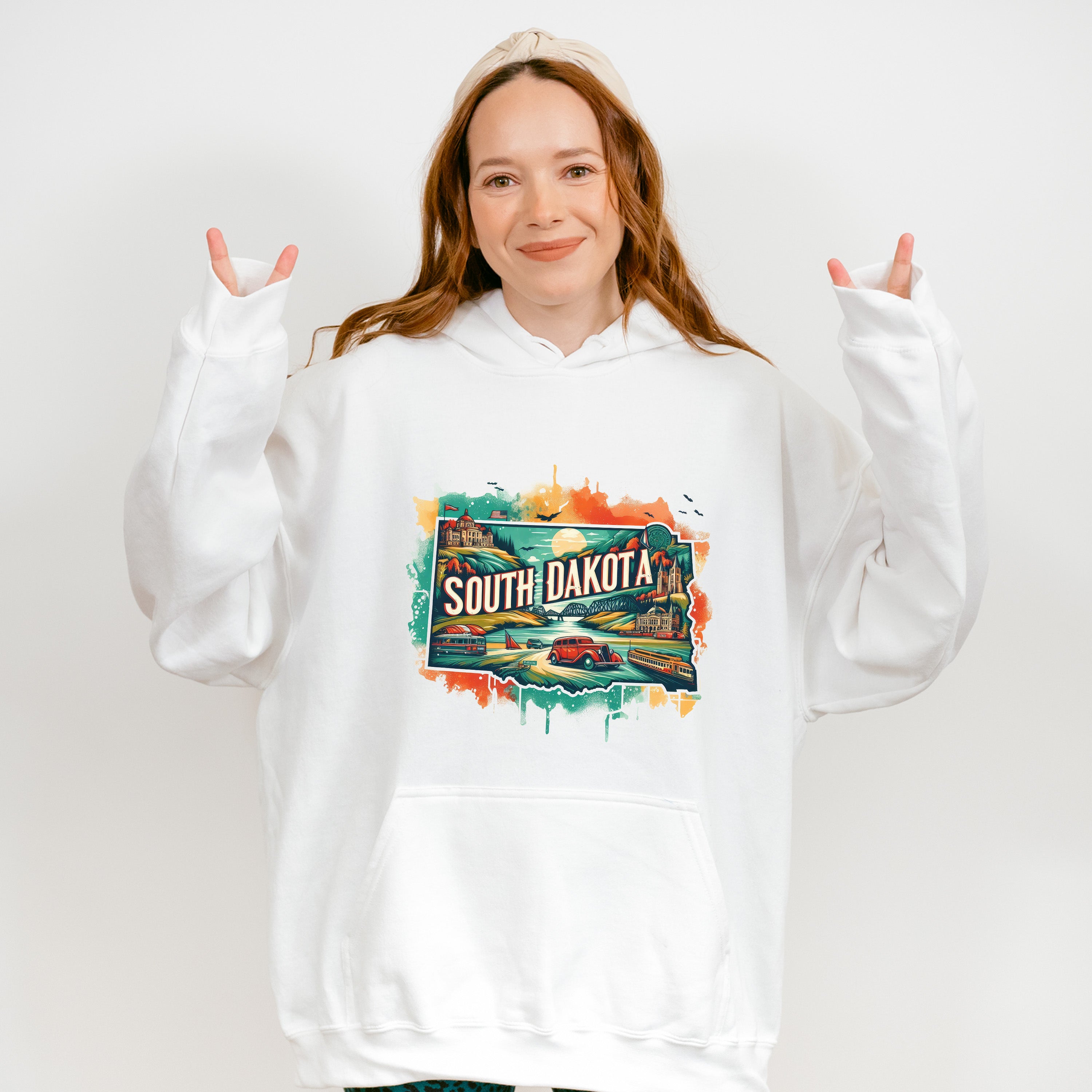 Colorful South Dakota State Design - States &amp; Cities Unisex Crewneck T-Shirt Sweatshirt Hoodie