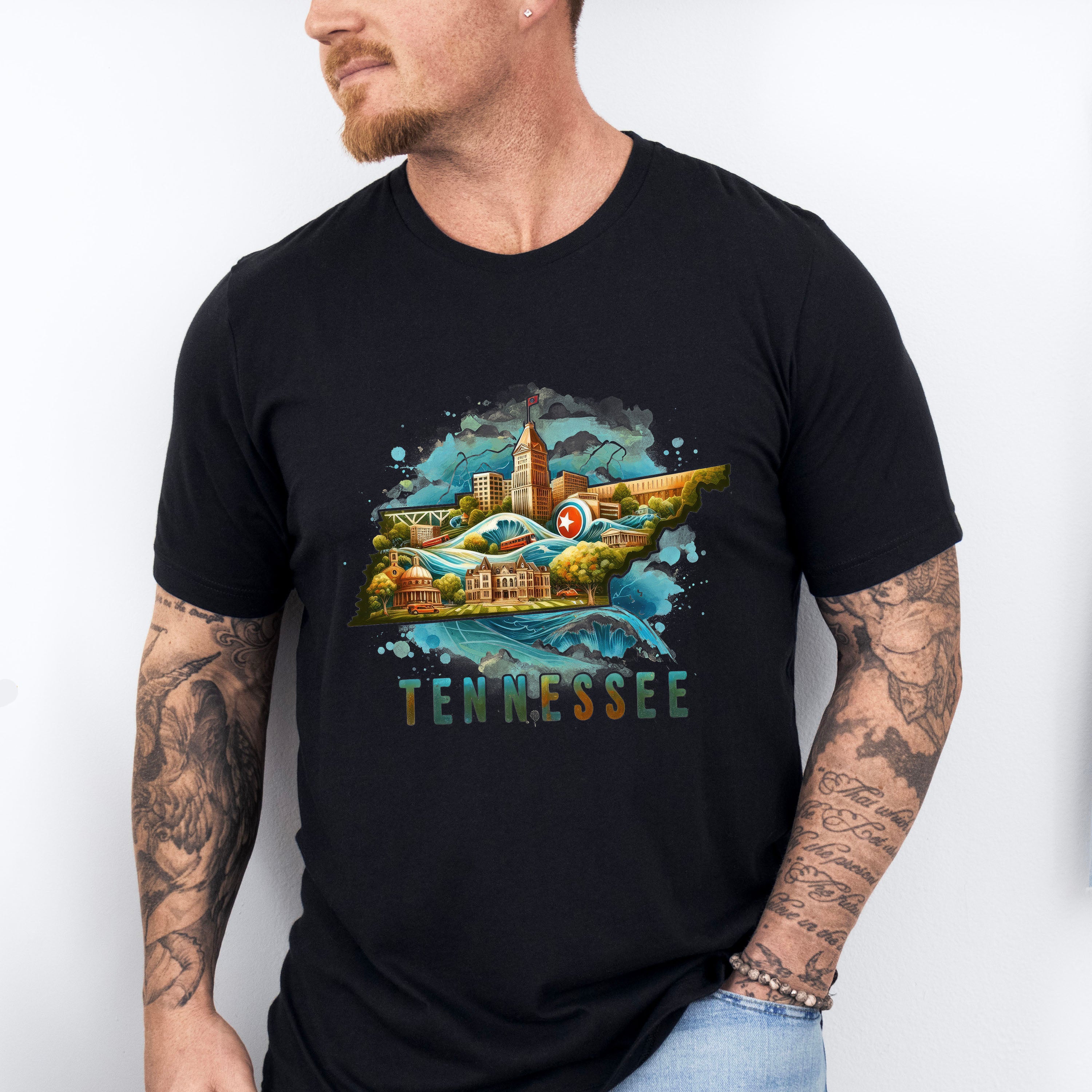 Colorful Tennessee State Design - States &amp; Cities Unisex Crewneck T-Shirt Sweatshirt Hoodie