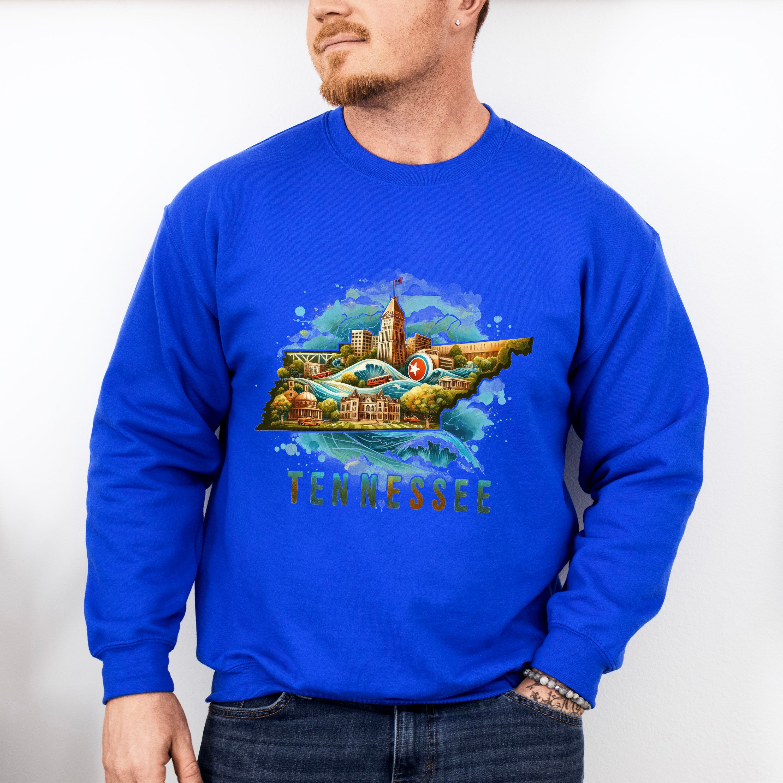 Colorful Tennessee State Design - States &amp; Cities Unisex Crewneck T-Shirt Sweatshirt Hoodie