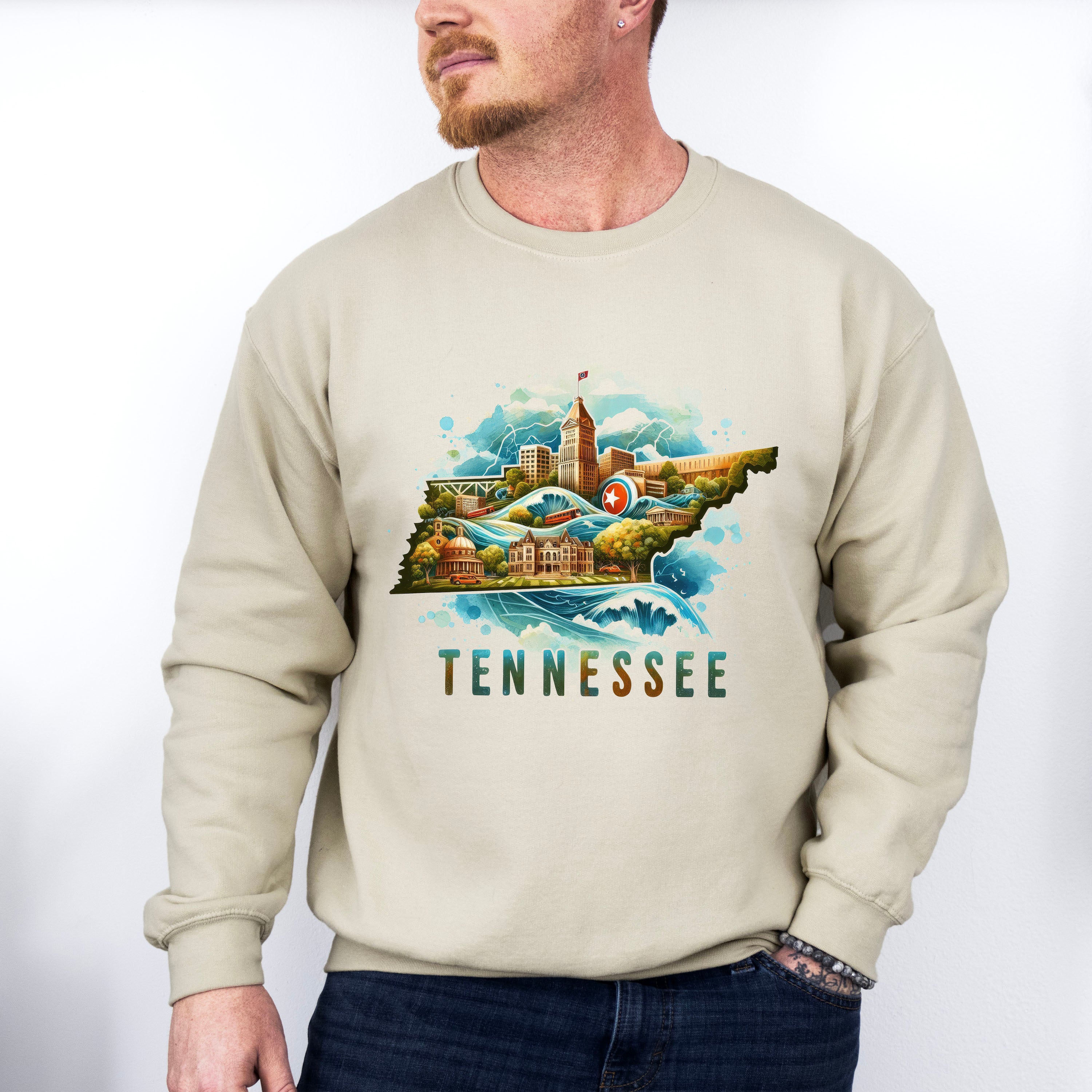Colorful Tennessee State Design - States &amp; Cities Unisex Crewneck T-Shirt Sweatshirt Hoodie
