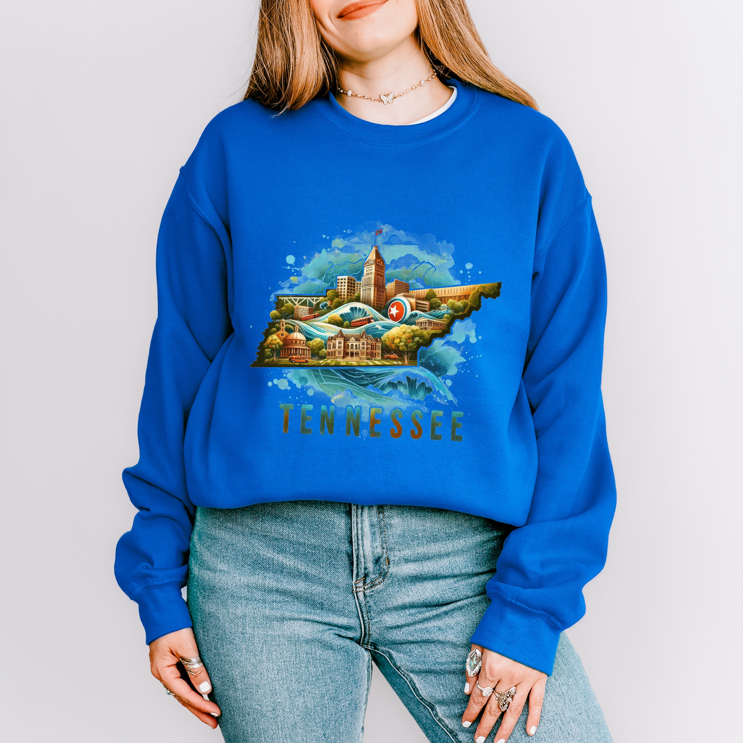 Colorful Tennessee State Design - States &amp; Cities Unisex Crewneck T-Shirt Sweatshirt Hoodie