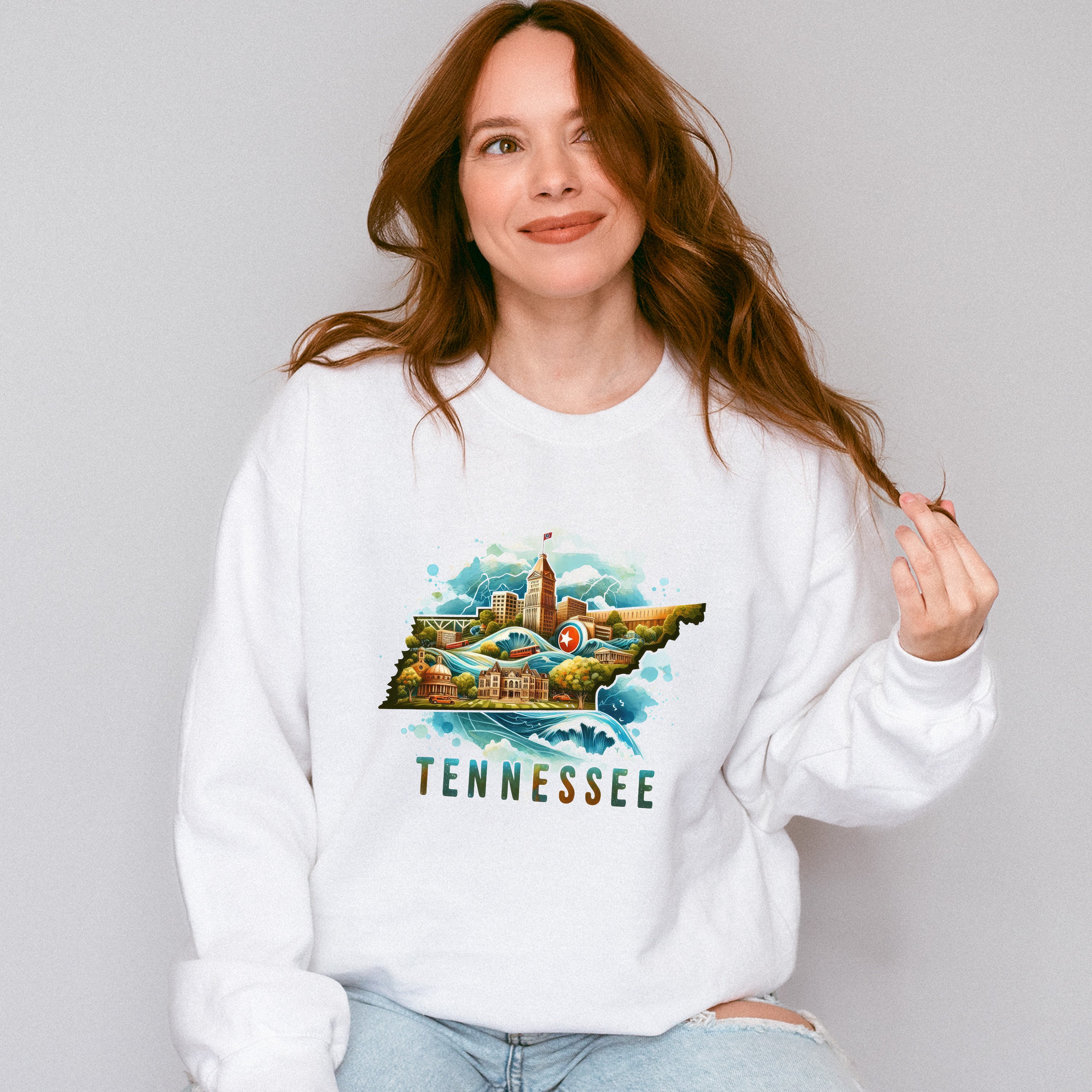 Colorful Tennessee State Design - States &amp; Cities Unisex Crewneck T-Shirt Sweatshirt Hoodie