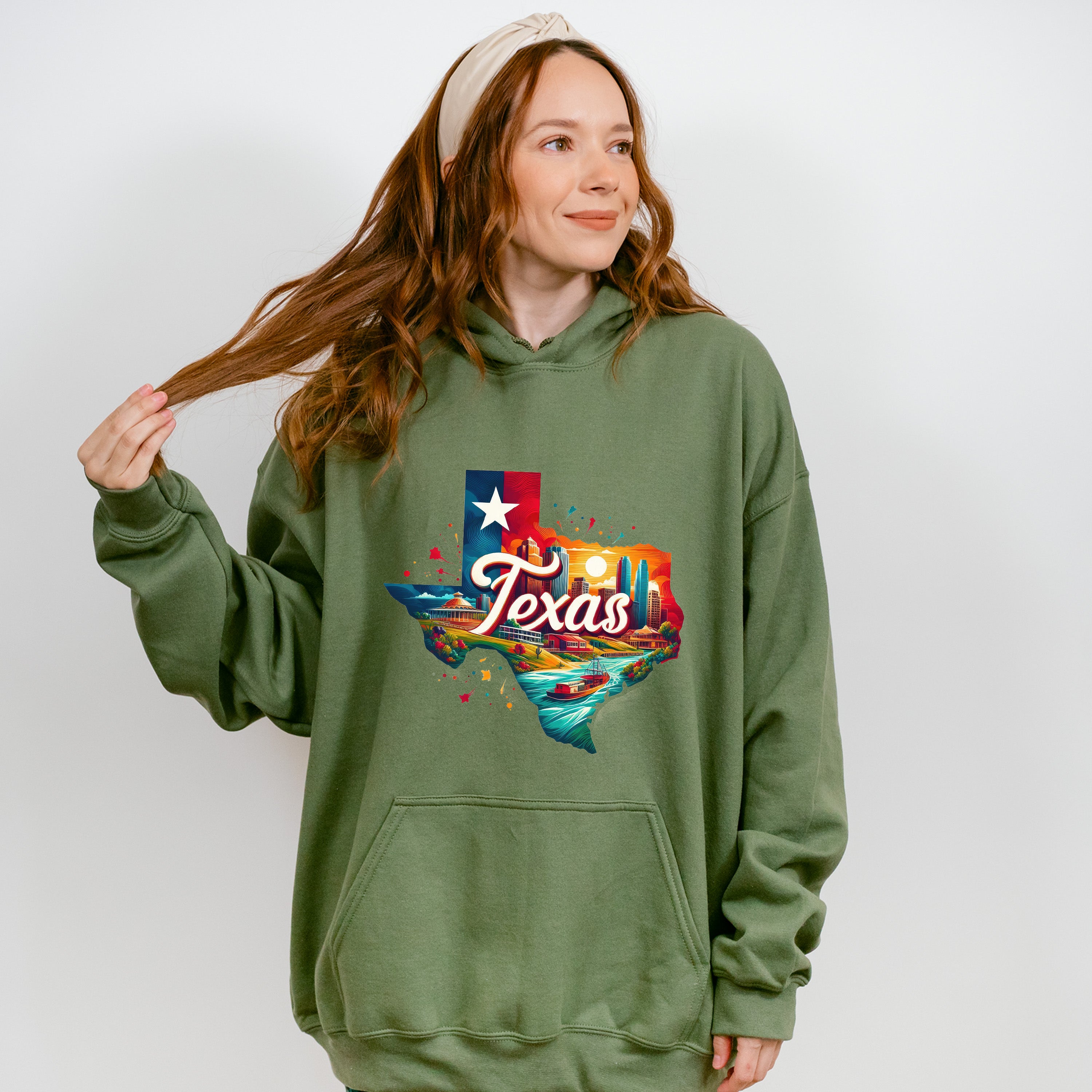 Colorful Texas State Design - States &amp; Cities Unisex Crewneck T-Shirt Sweatshirt Hoodie