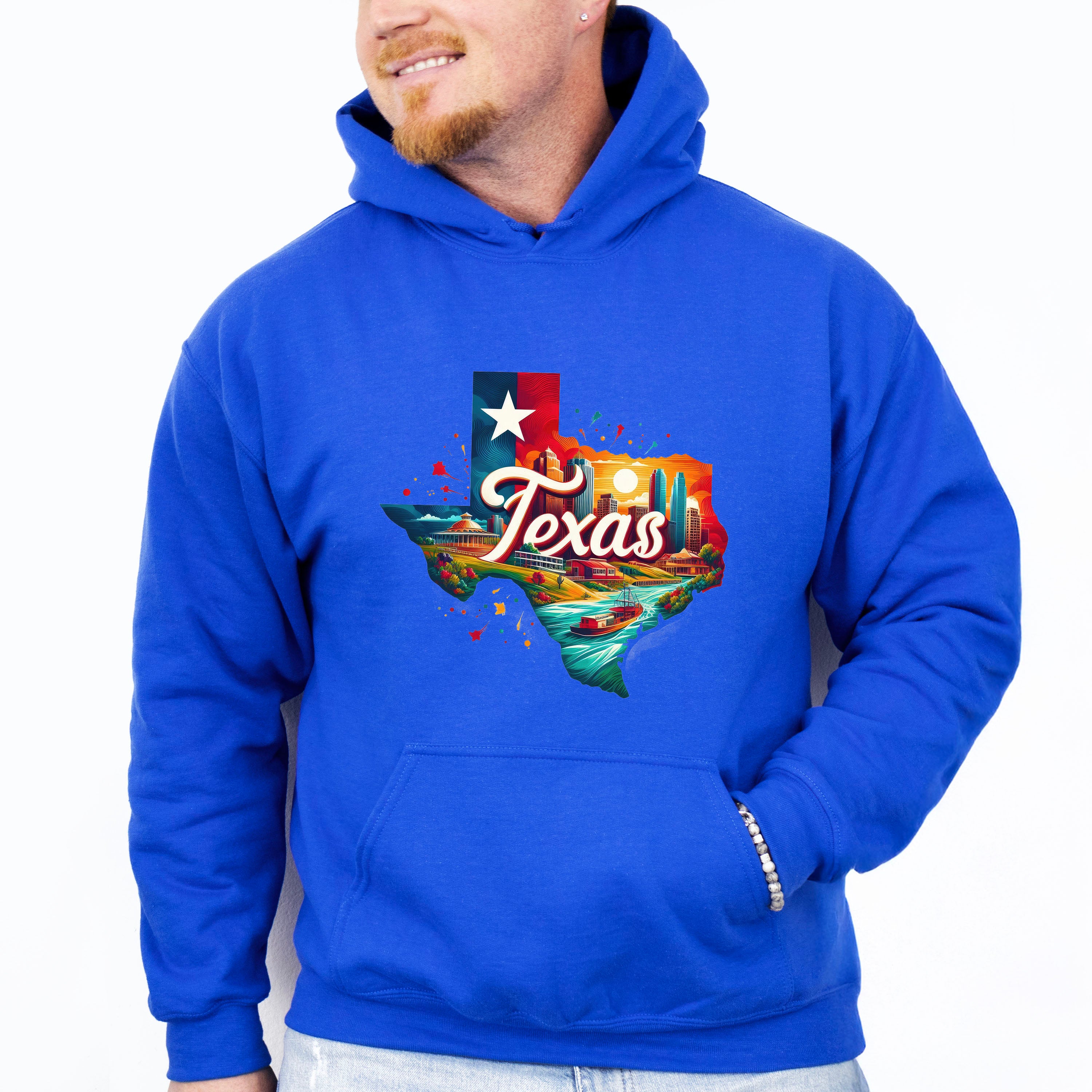 Colorful Texas State Design - States &amp; Cities Unisex Crewneck T-Shirt Sweatshirt Hoodie