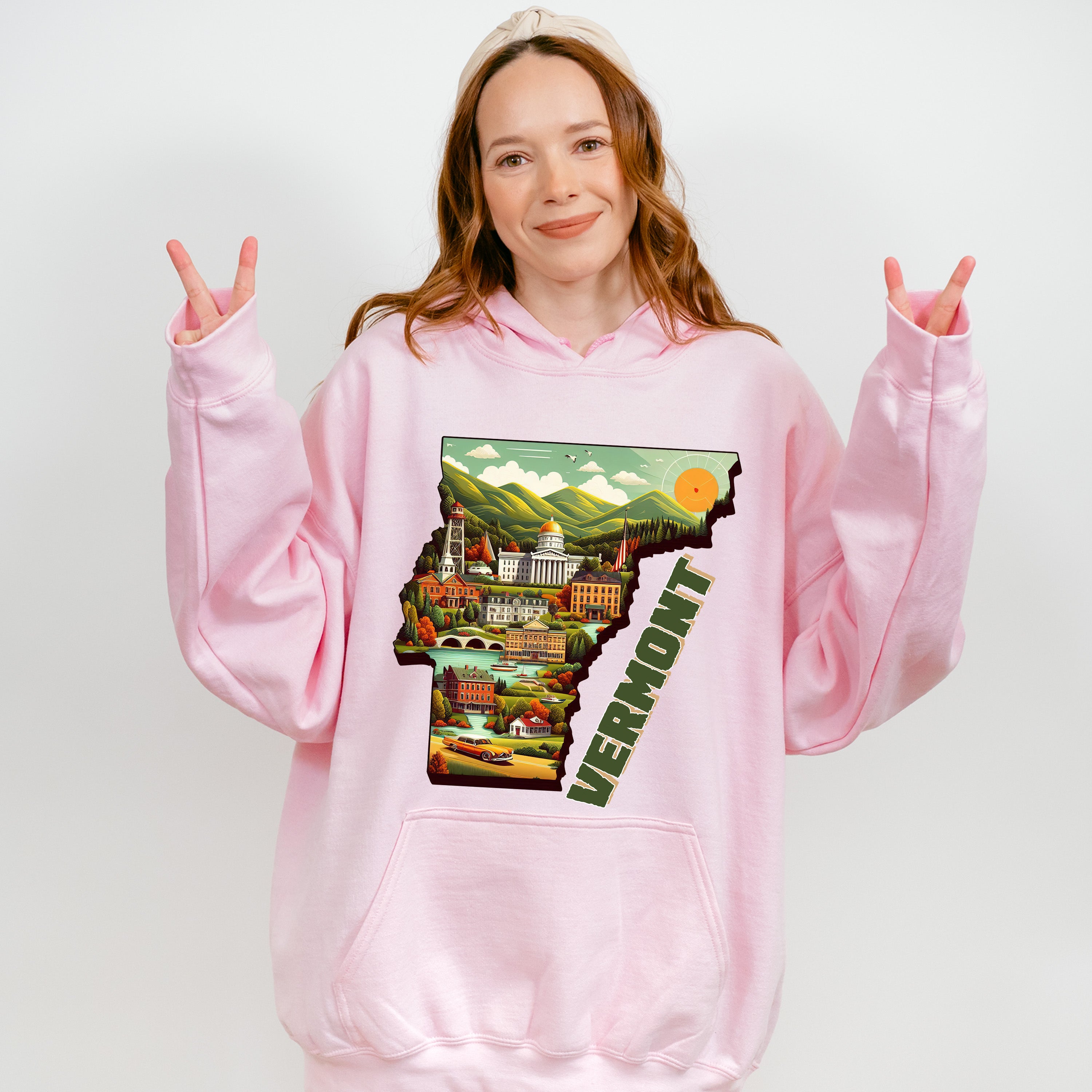 Colorful Vermont State Design - States &amp; Cities Unisex Crewneck T-Shirt Sweatshirt Hoodie