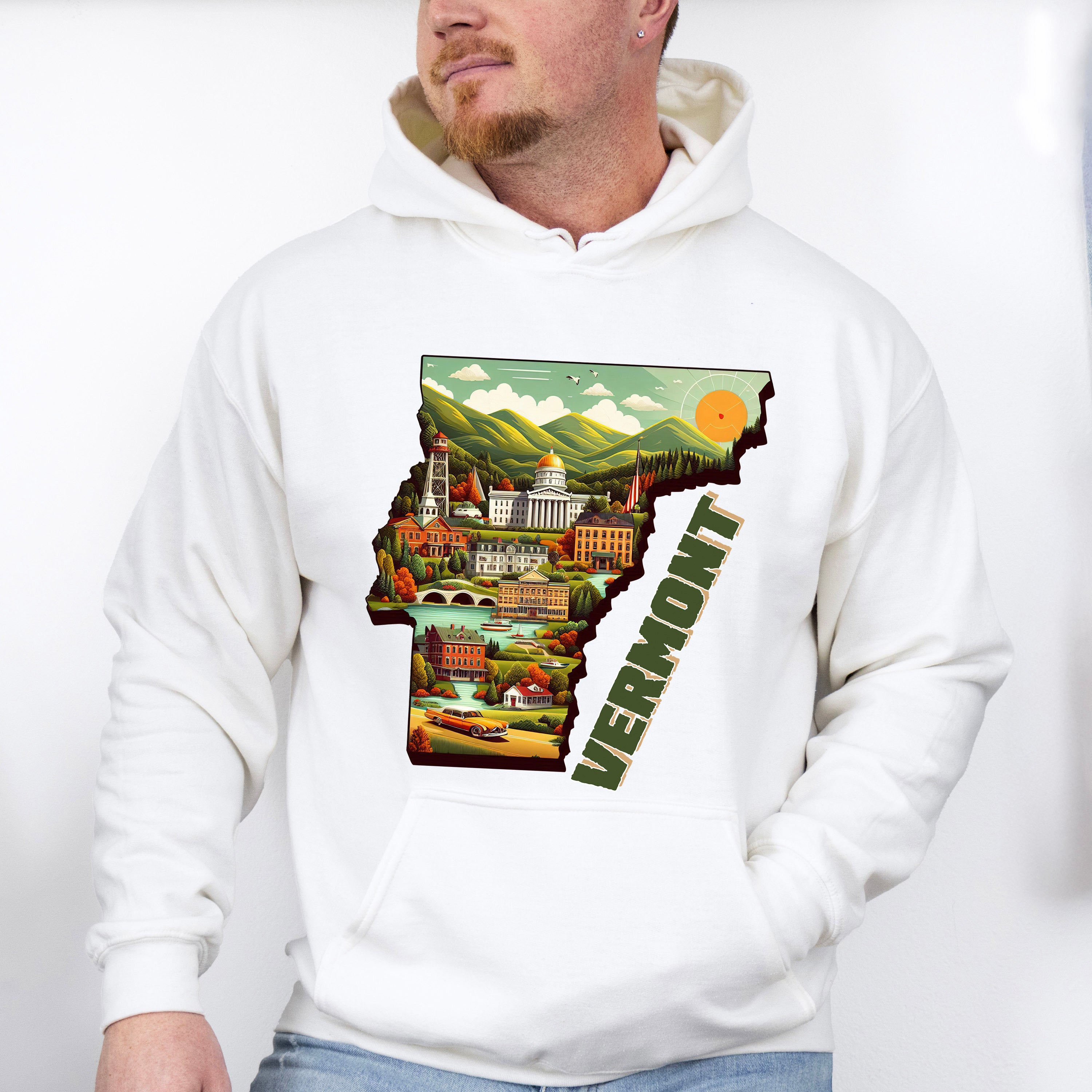 Colorful Vermont State Design - States &amp; Cities Unisex Crewneck T-Shirt Sweatshirt Hoodie