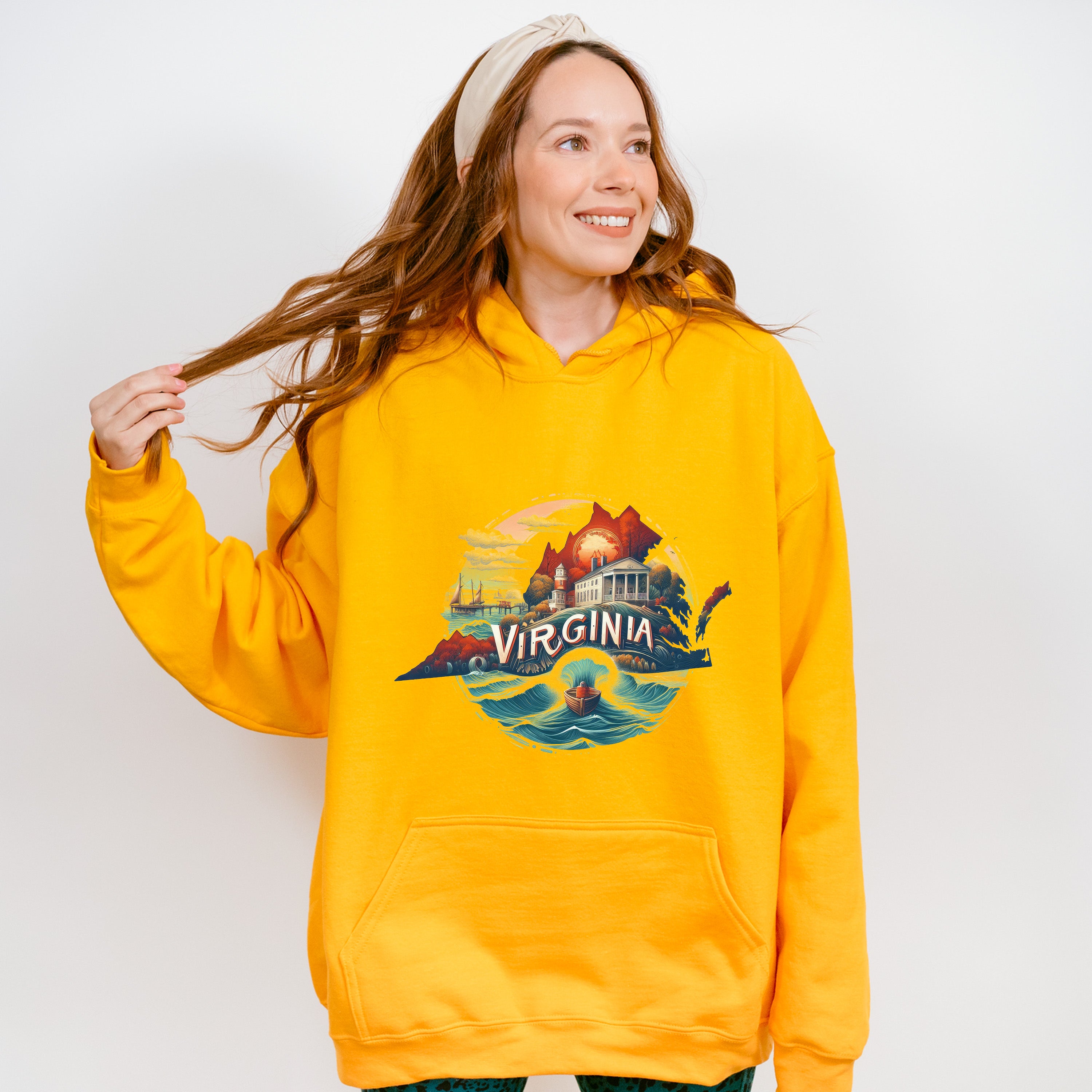 Colorful Virginia State Design - States &amp; Cities Unisex Crewneck T-Shirt Sweatshirt Hoodie