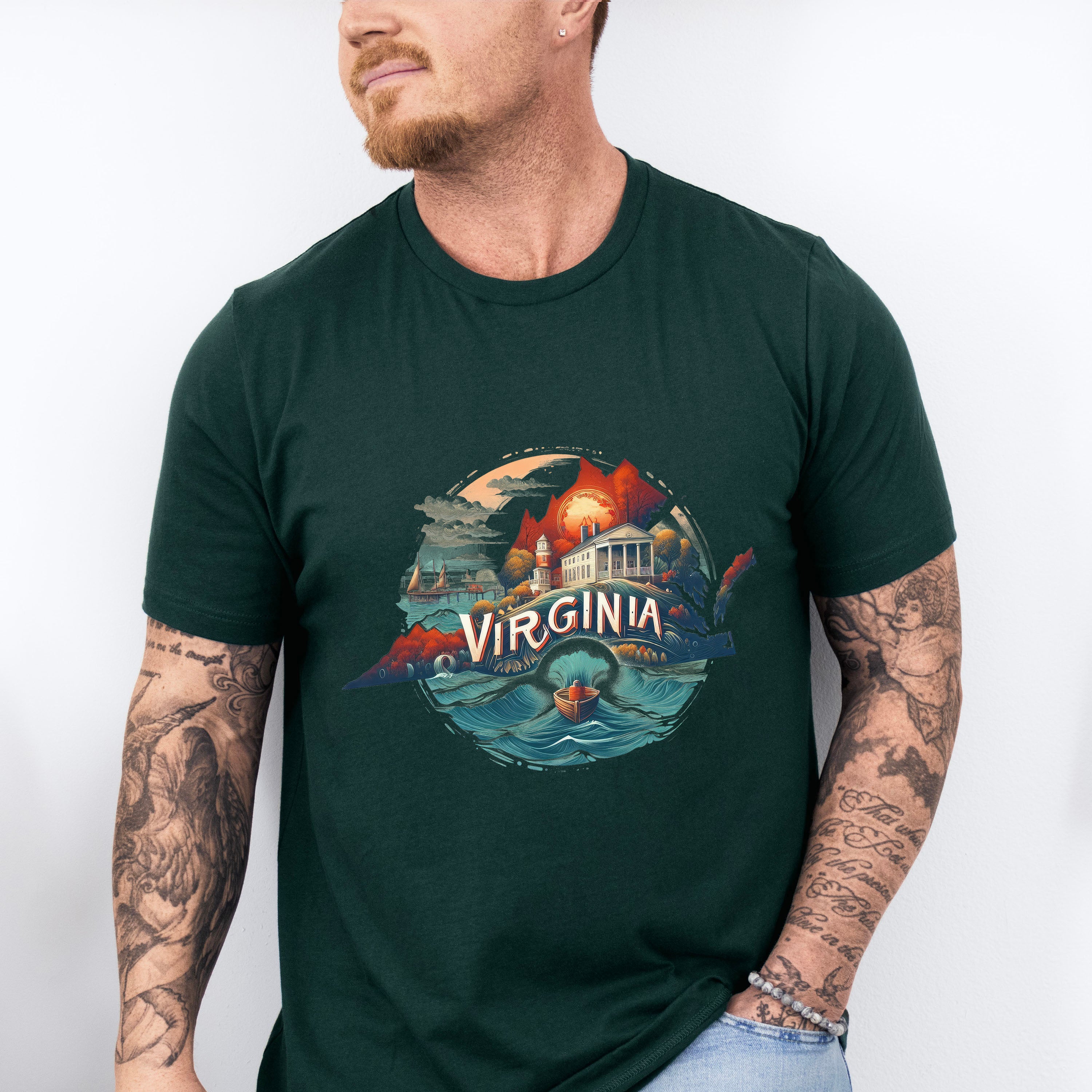 Colorful Virginia State Design - States &amp; Cities Unisex Crewneck T-Shirt Sweatshirt Hoodie