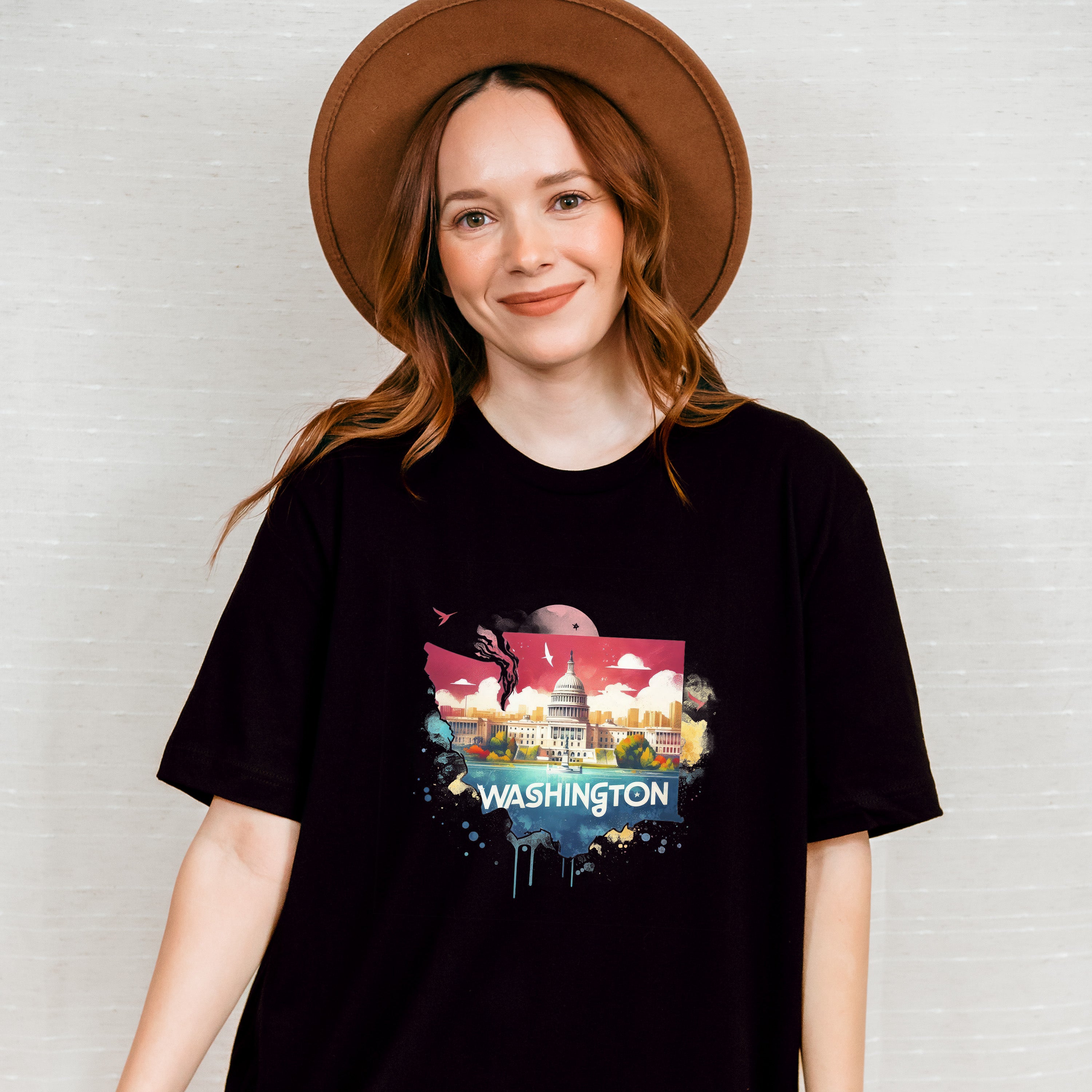 Colorful Washington State Design - States &amp; Cities Unisex Crewneck T-Shirt Sweatshirt Hoodie