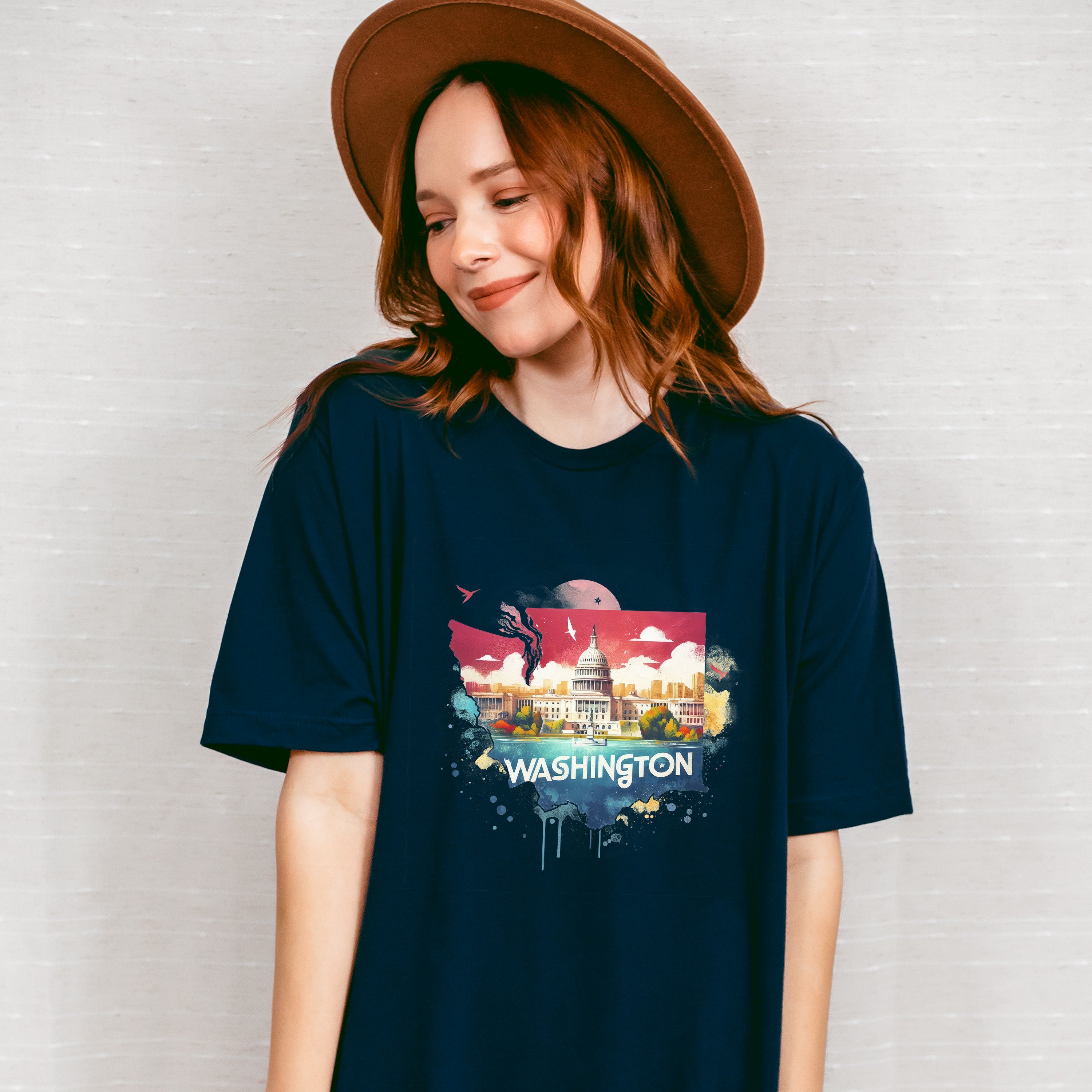 Colorful Washington State Design - States &amp; Cities Unisex Crewneck T-Shirt Sweatshirt Hoodie