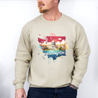 Colorful Washington State Design - States & Cities Unisex Crewneck T-Shirt Sweatshirt Hoodie