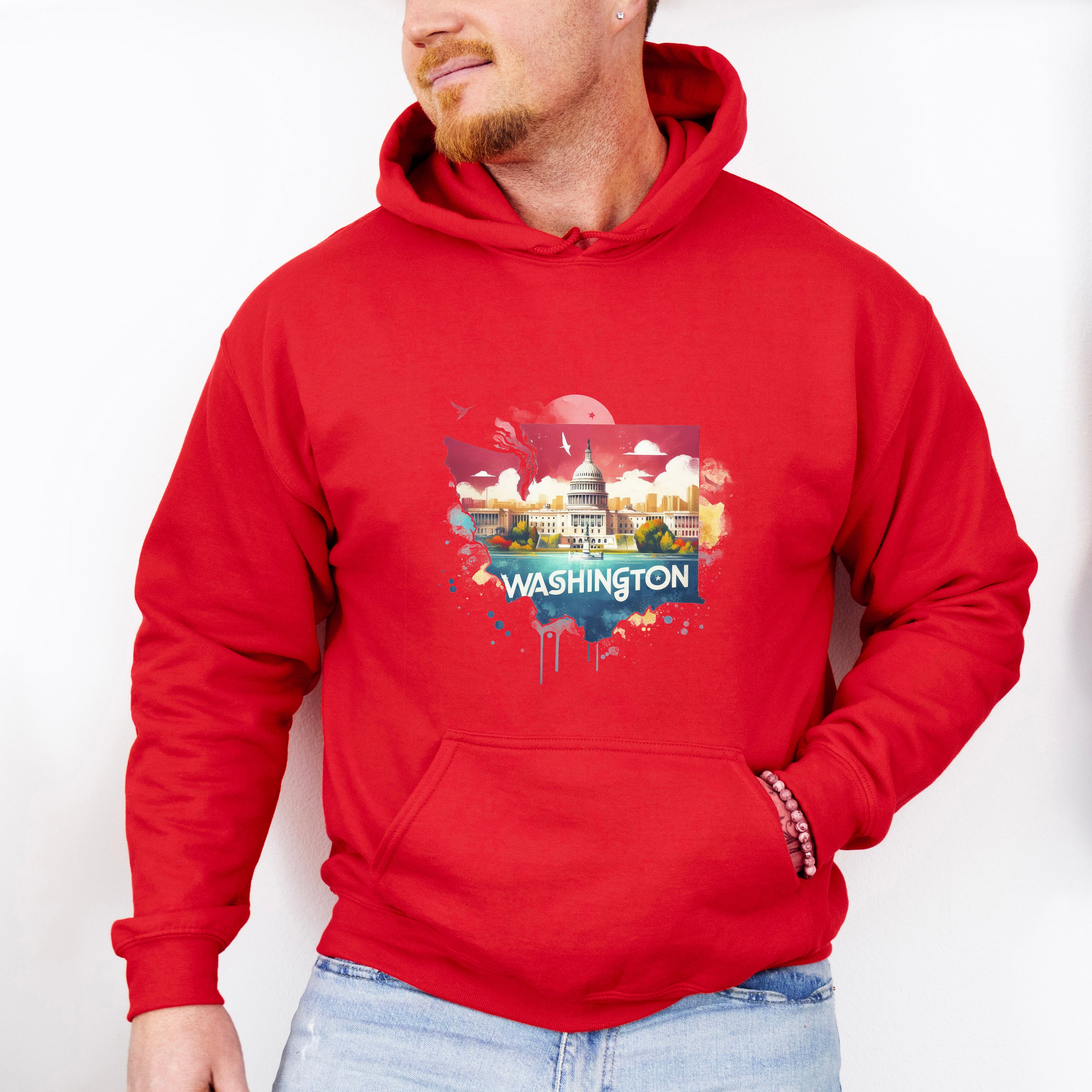 Colorful Washington State Design - States &amp; Cities Unisex Crewneck T-Shirt Sweatshirt Hoodie