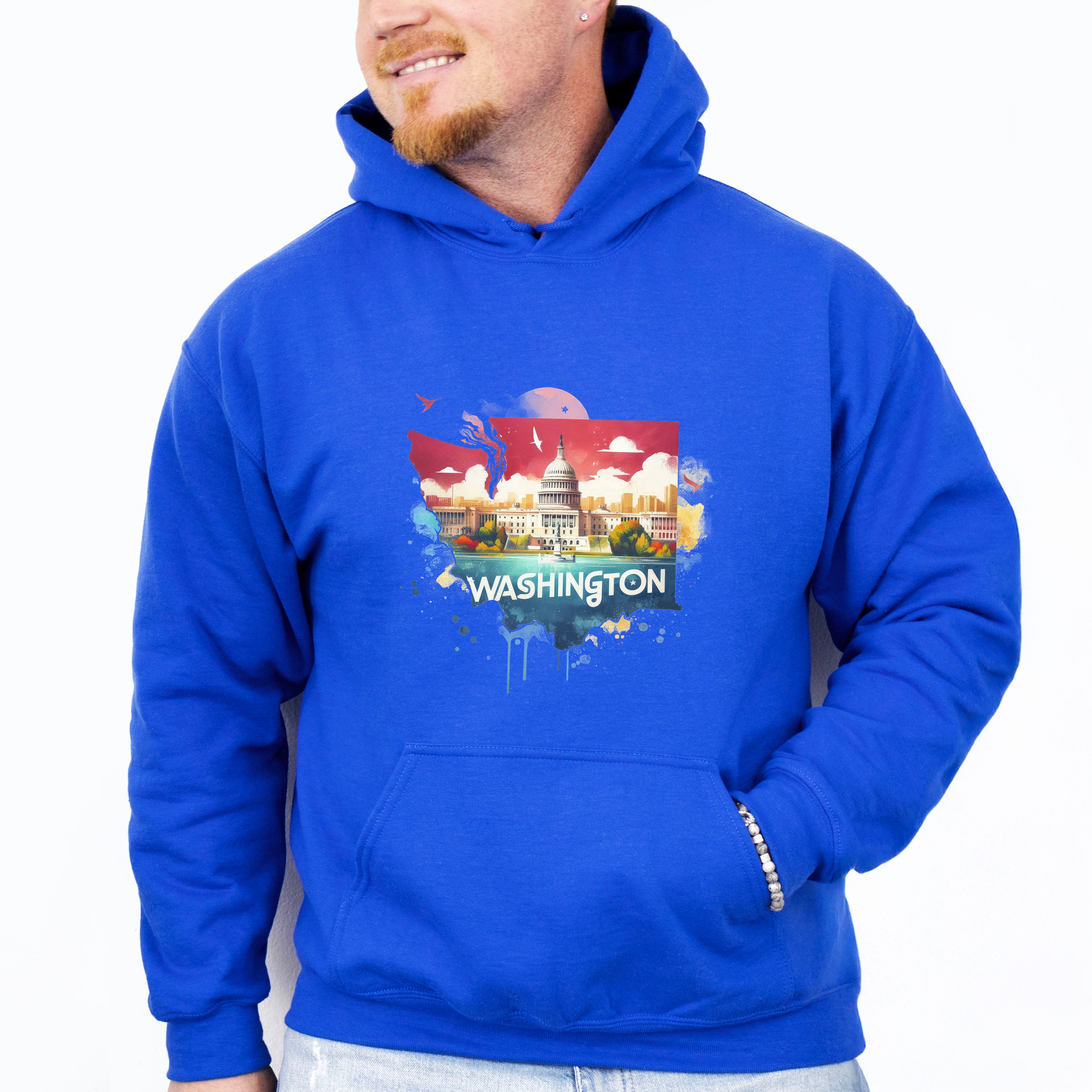 Colorful Washington State Design - States &amp; Cities Unisex Crewneck T-Shirt Sweatshirt Hoodie