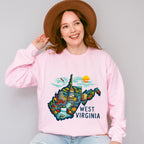 Colorful West Virginia State Design - States & Cities Unisex Crewneck T-Shirt Sweatshirt Hoodie