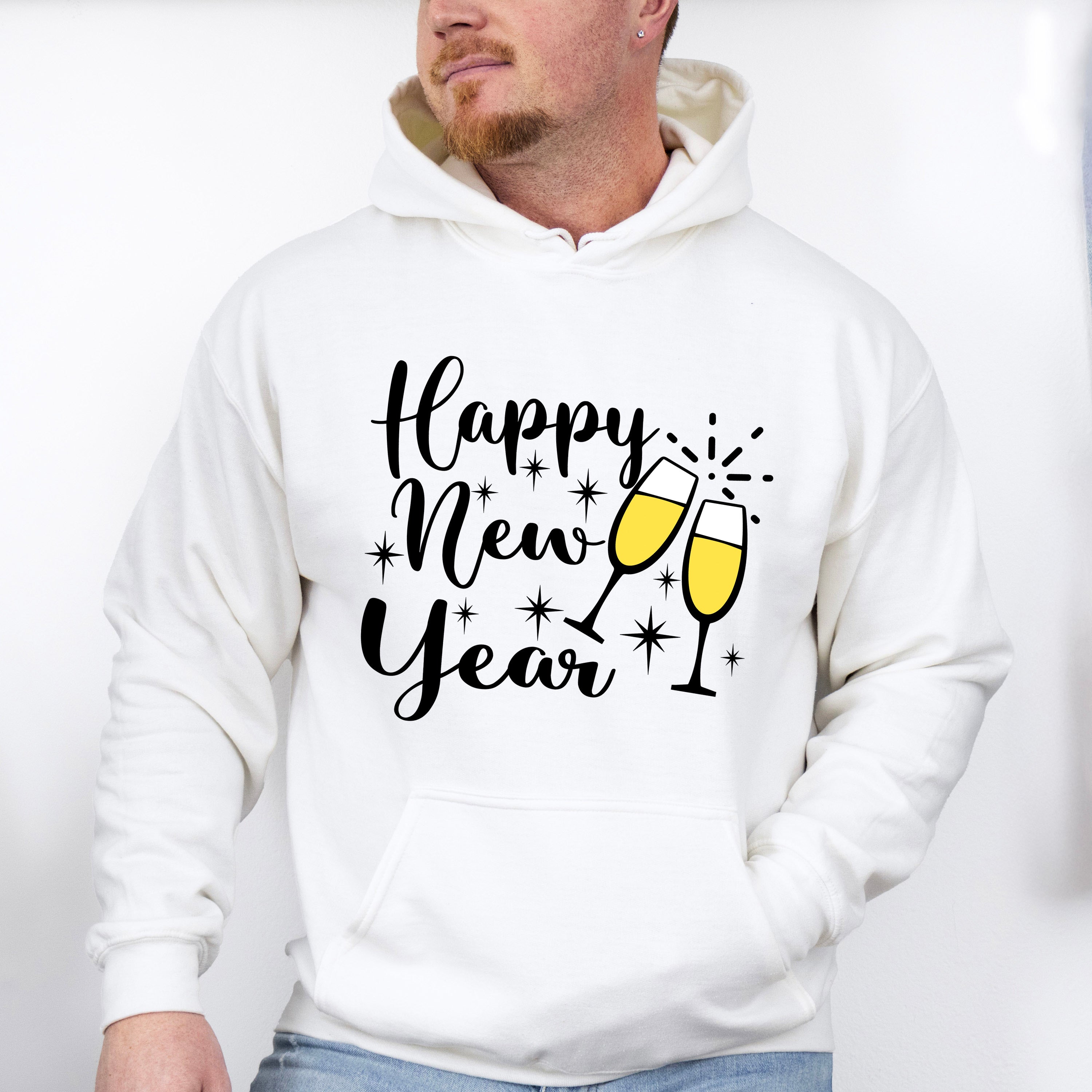 Happy New Year Raising Toast Design - New Years Unisex Crewneck T-Shirt Sweatshirt Hoodie