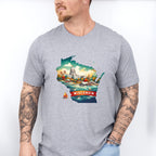 Colorful Wisconsin State Design - States & Cities Unisex Crewneck T-Shirt Sweatshirt Hoodie