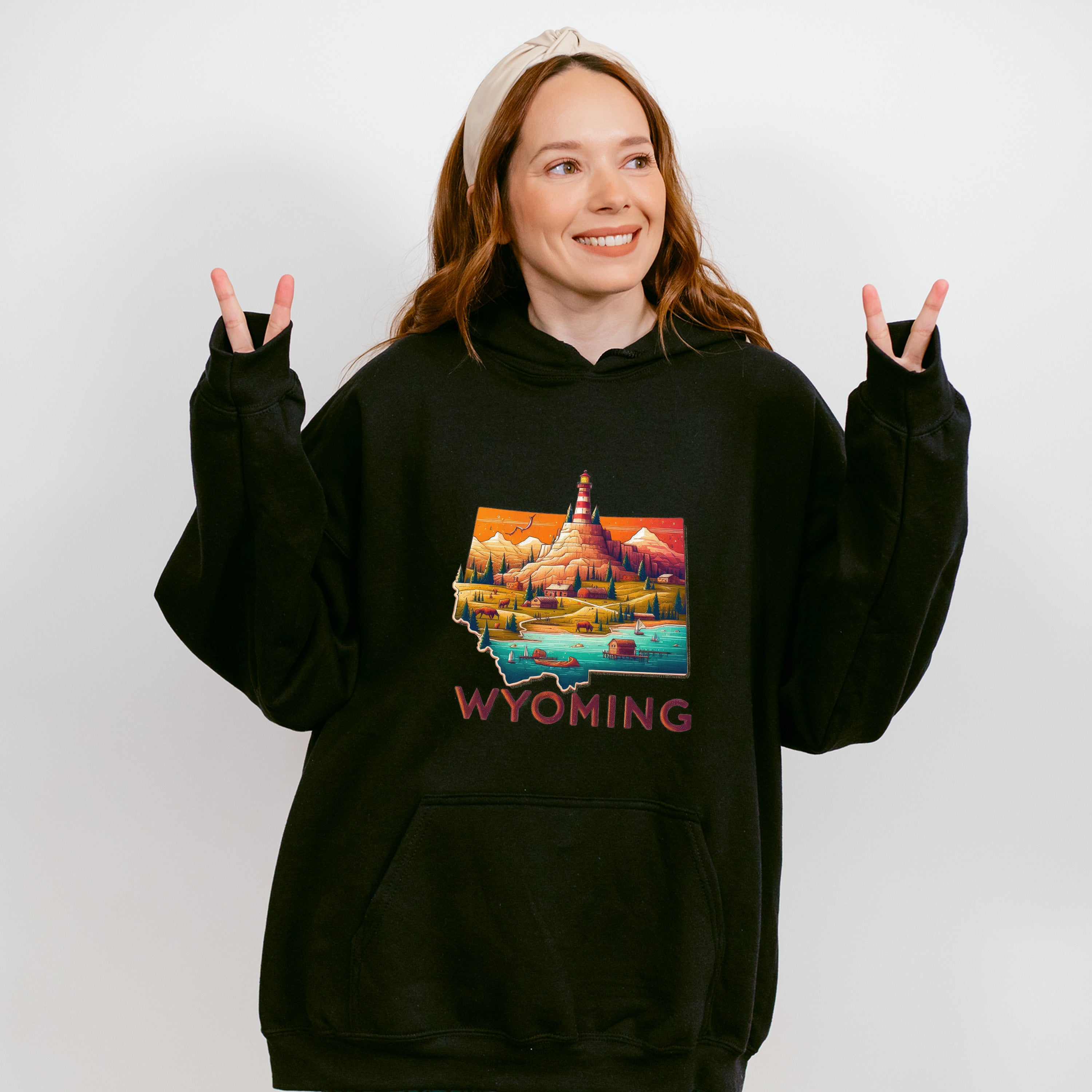 Colorful Wyoming State Design - States &amp; Cities Unisex Crewneck T-Shirt Sweatshirt Hoodie