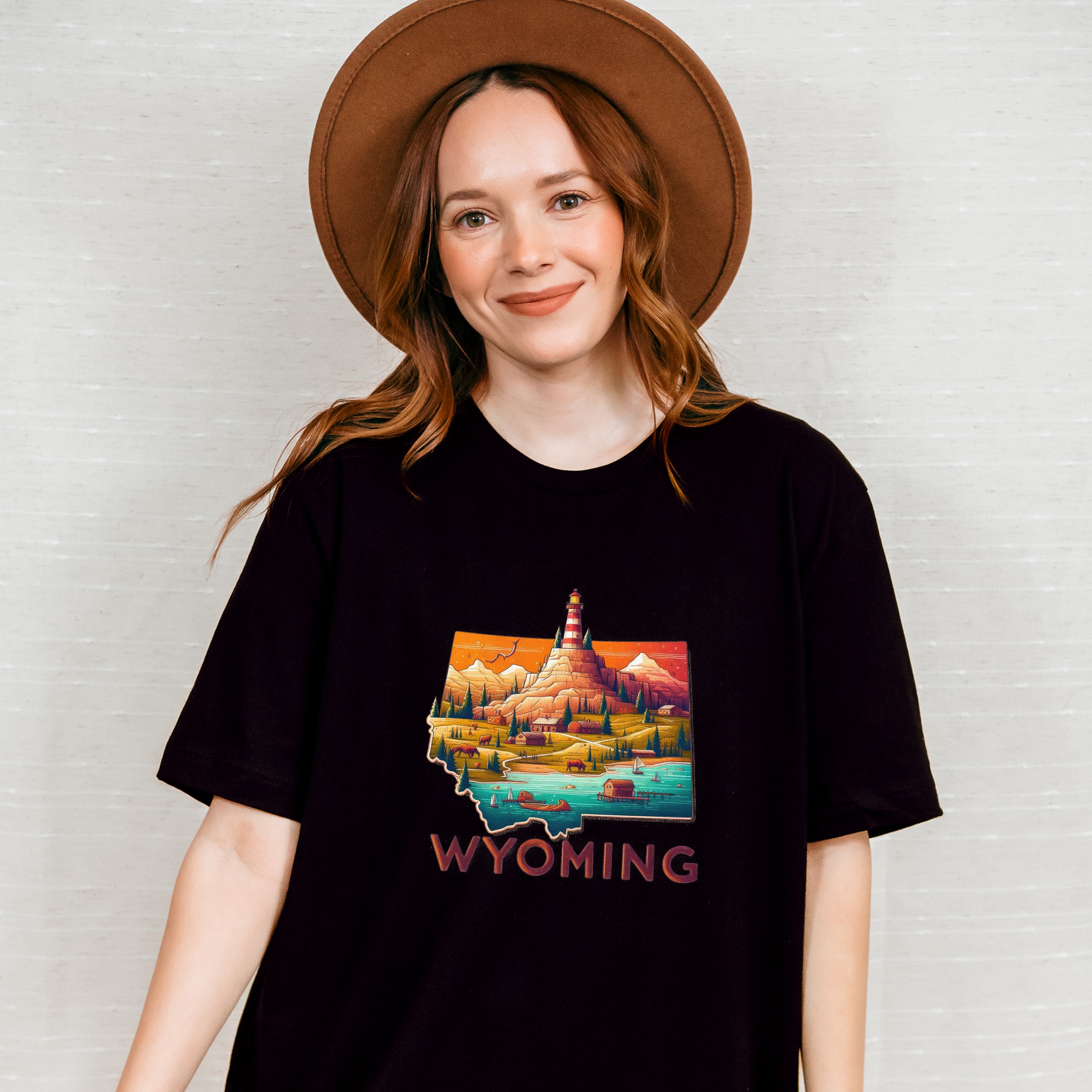 Colorful Wyoming State Design - States &amp; Cities Unisex Crewneck T-Shirt Sweatshirt Hoodie