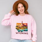 Colorful Wyoming State Design - States & Cities Unisex Crewneck T-Shirt Sweatshirt Hoodie