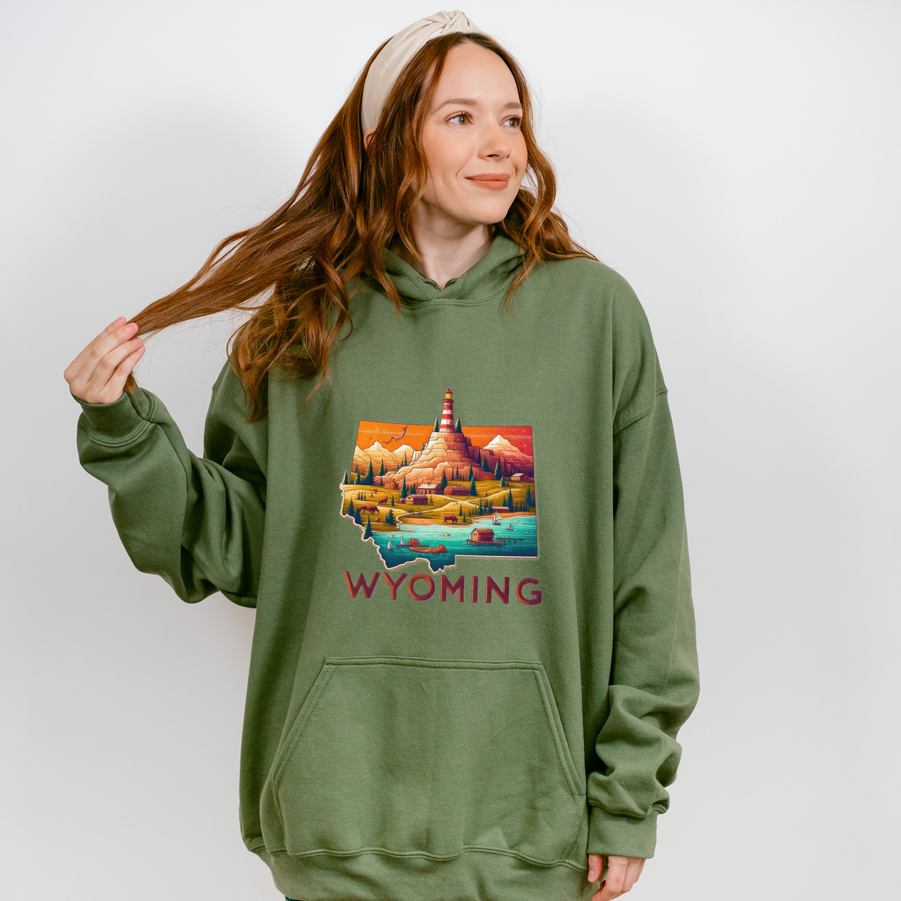 Colorful Wyoming State Design - States &amp; Cities Unisex Crewneck T-Shirt Sweatshirt Hoodie
