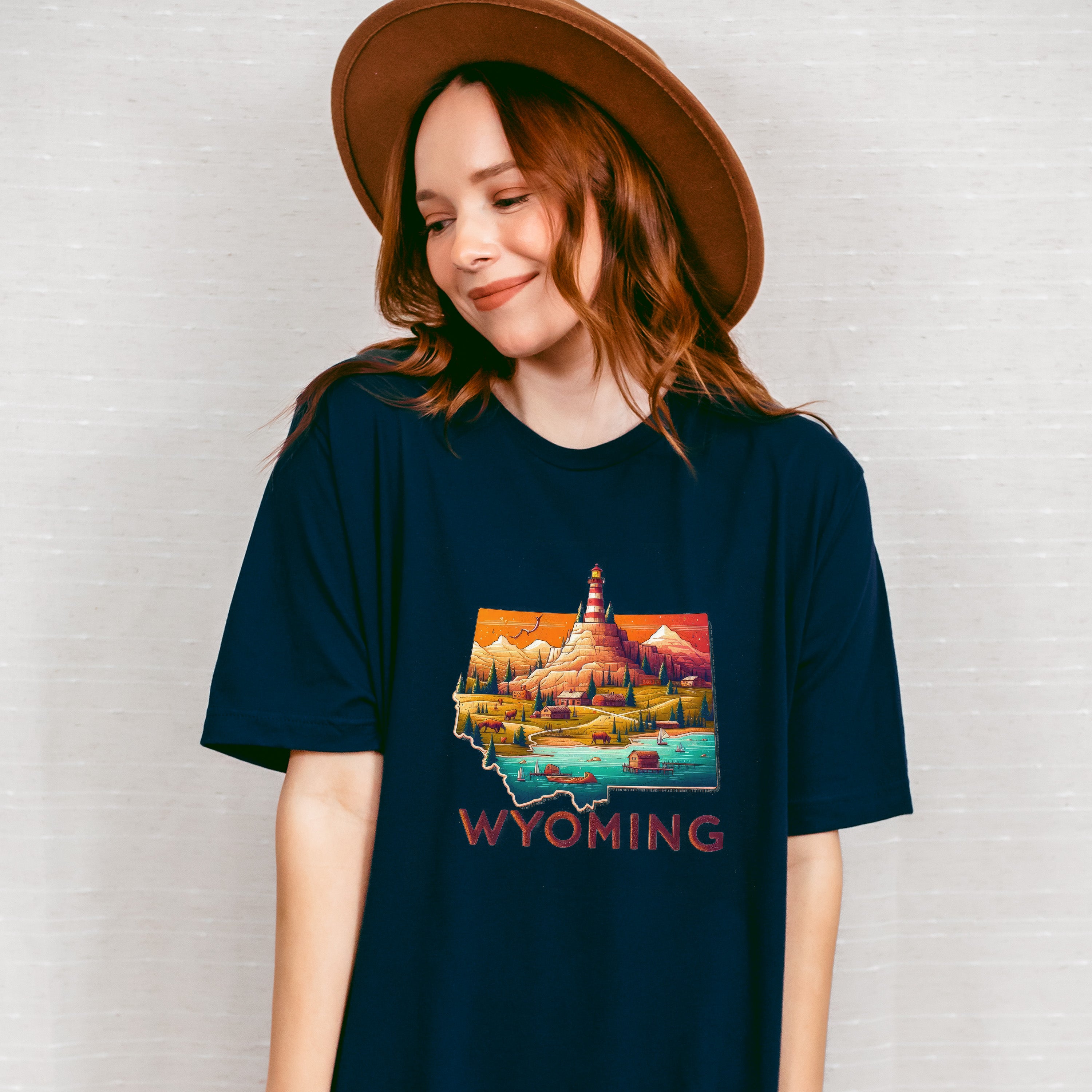 Colorful Wyoming State Design - States &amp; Cities Unisex Crewneck T-Shirt Sweatshirt Hoodie
