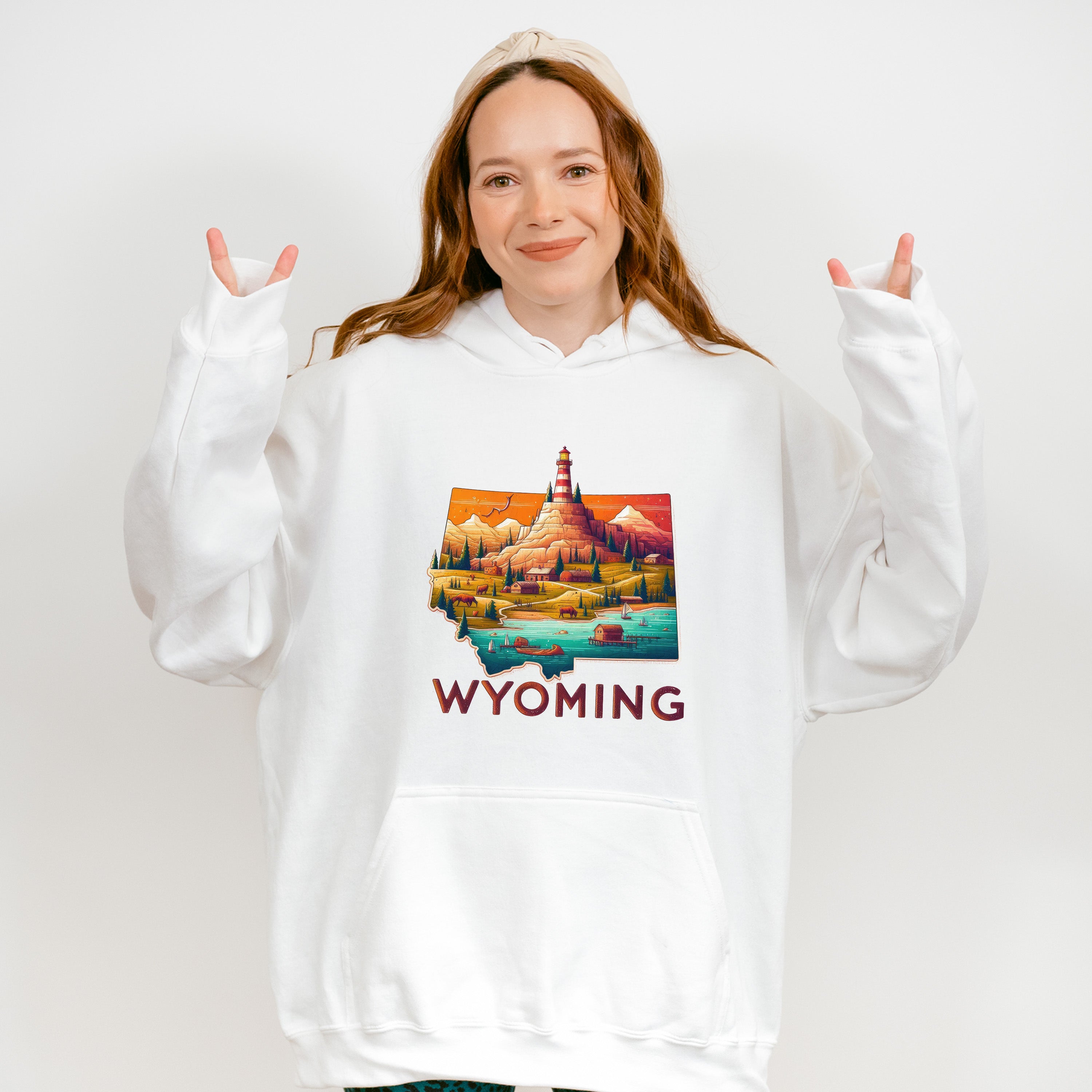 Colorful Wyoming State Design - States &amp; Cities Unisex Crewneck T-Shirt Sweatshirt Hoodie