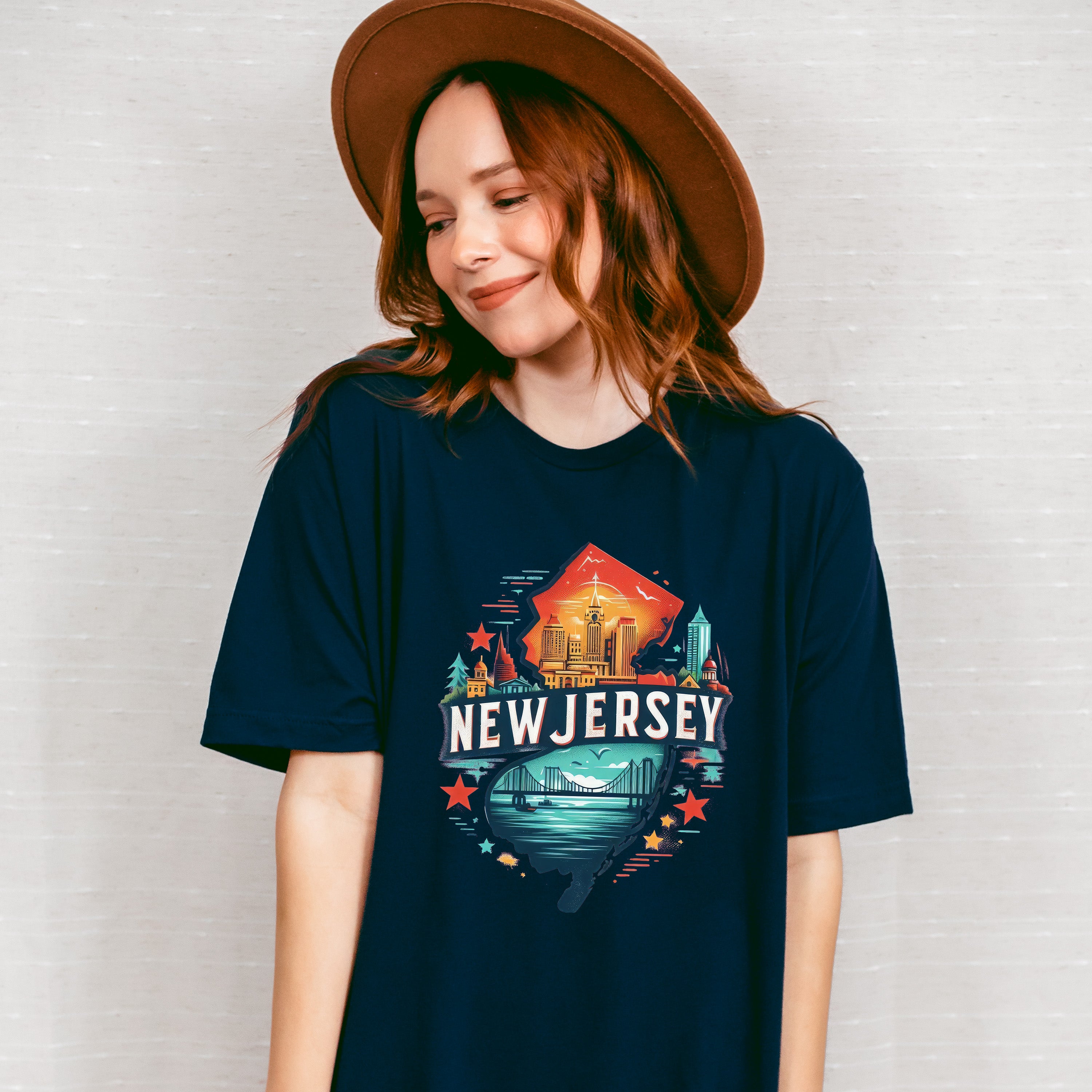 Colorful New Jersey State Design - States &amp; Cities Unisex Crewneck T-Shirt Sweatshirt Hoodie