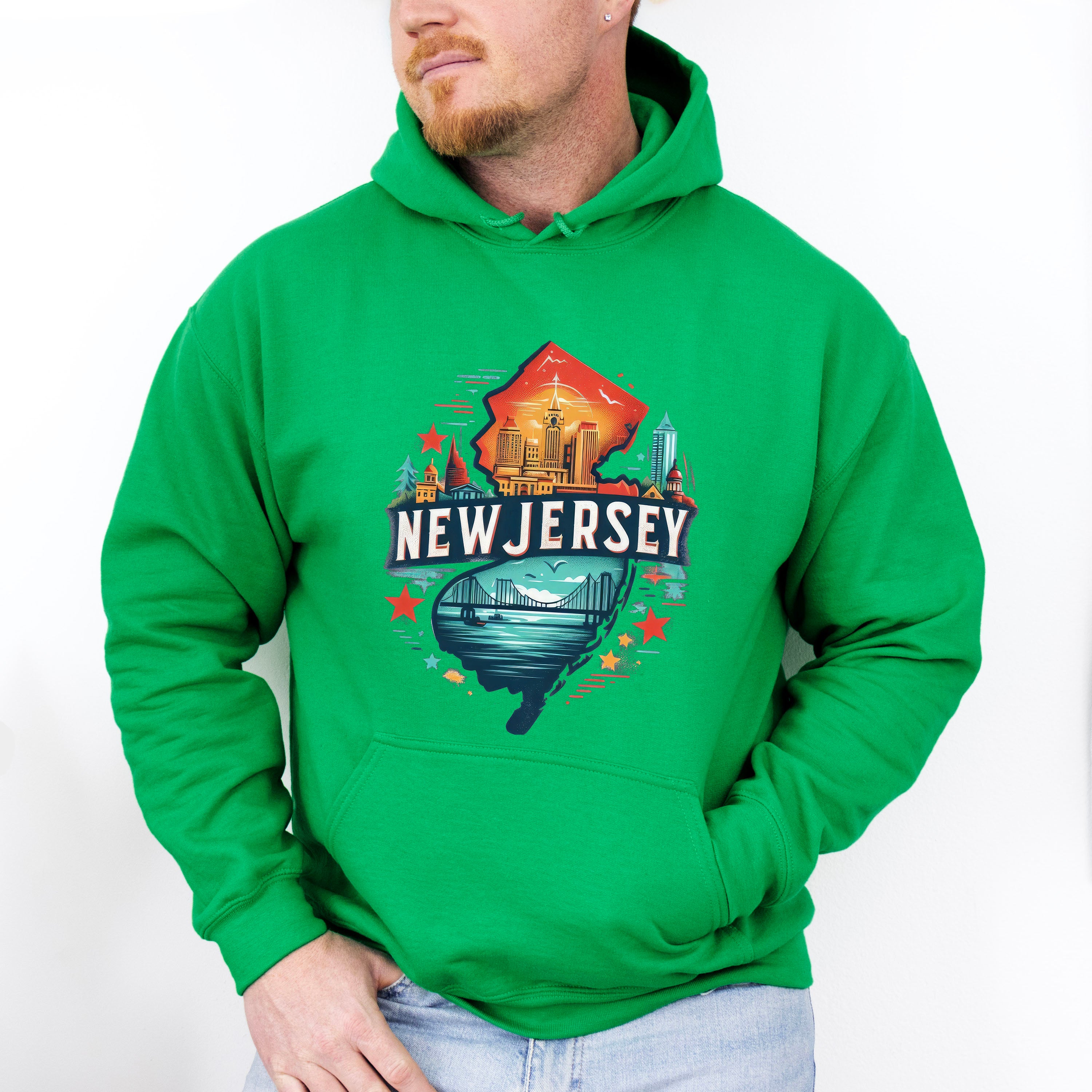 Colorful New Jersey State Design - States &amp; Cities Unisex Crewneck T-Shirt Sweatshirt Hoodie