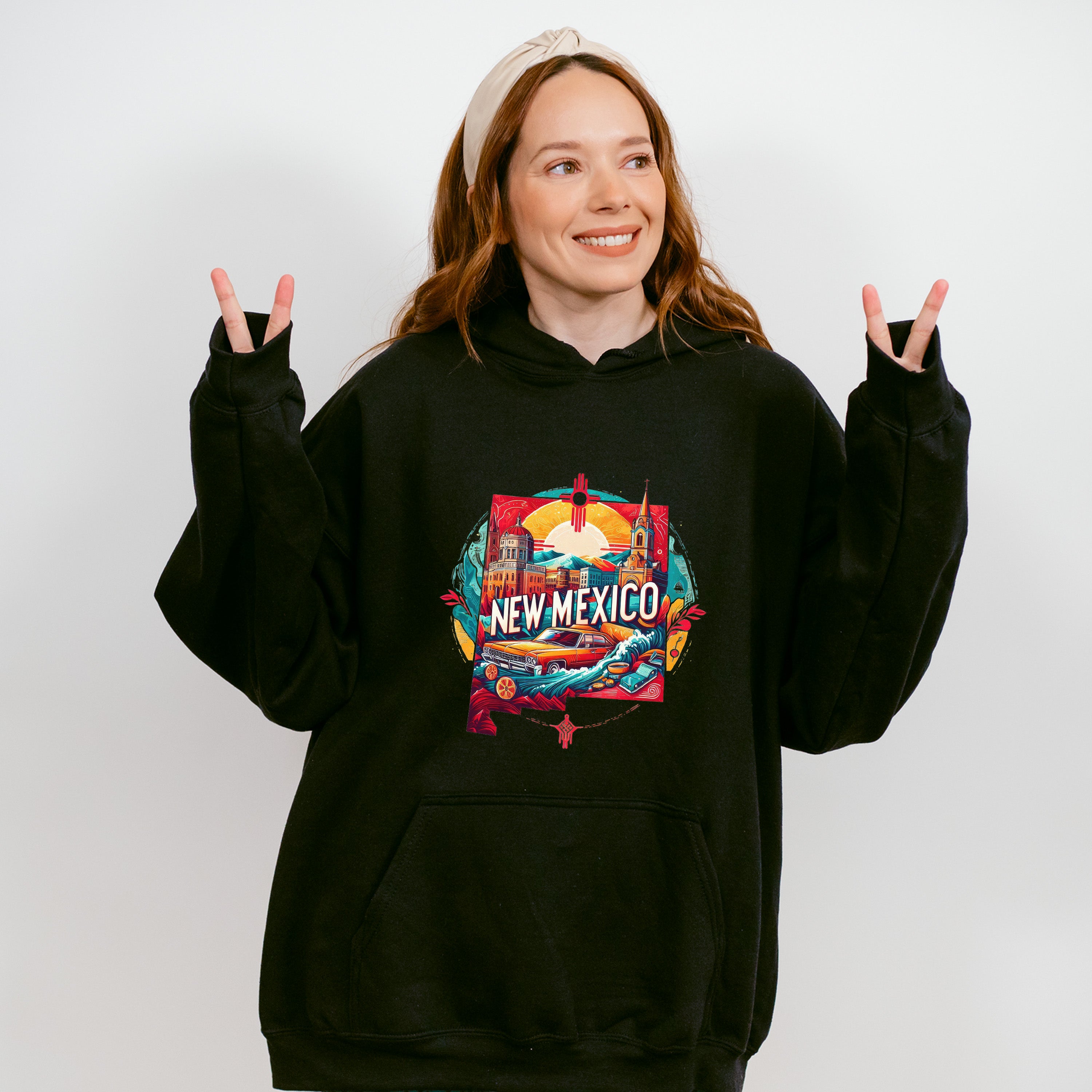 Colorful New Mexico State Design - States &amp; Cities Unisex Crewneck T-Shirt Sweatshirt Hoodie