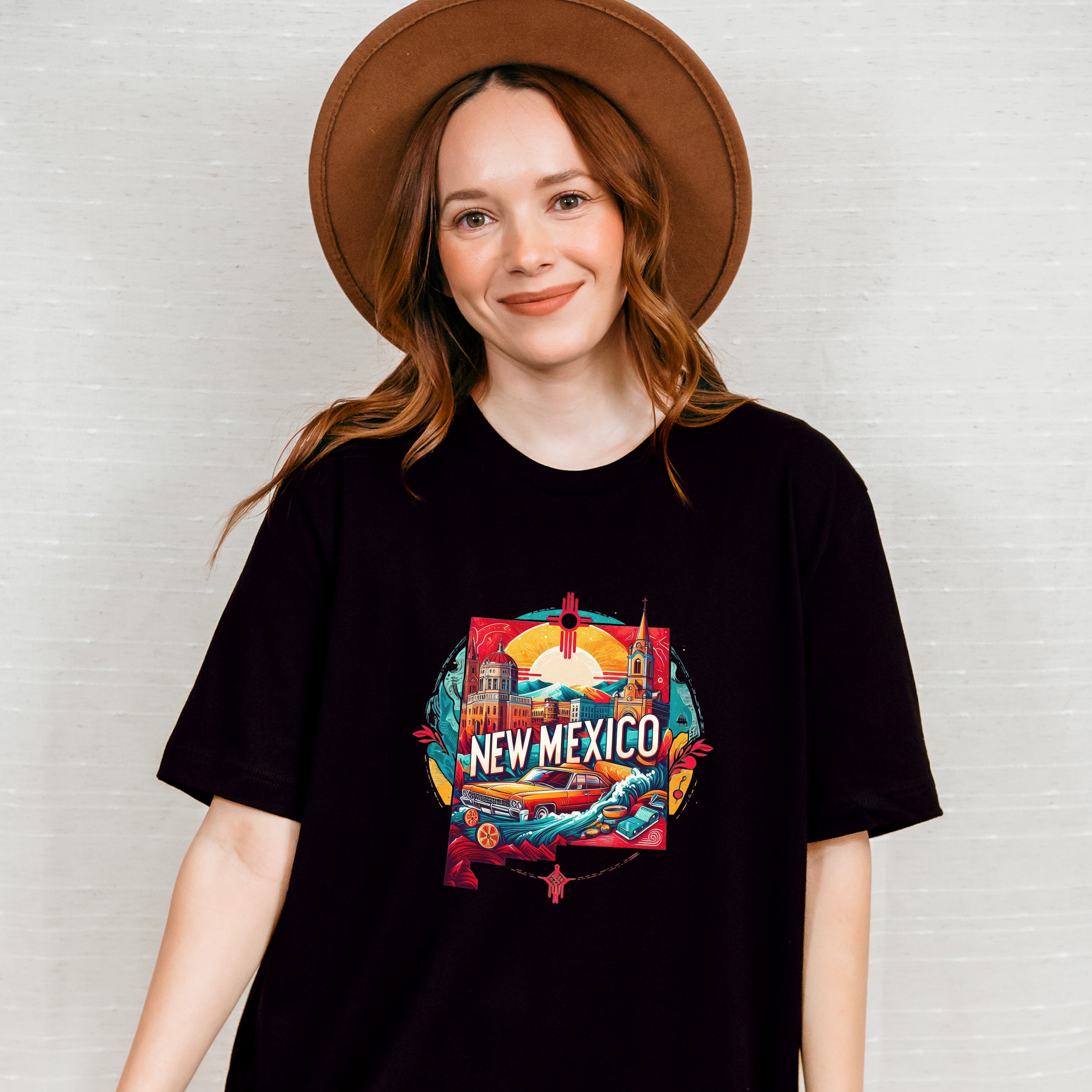 Colorful New Mexico State Design - States &amp; Cities Unisex Crewneck T-Shirt Sweatshirt Hoodie