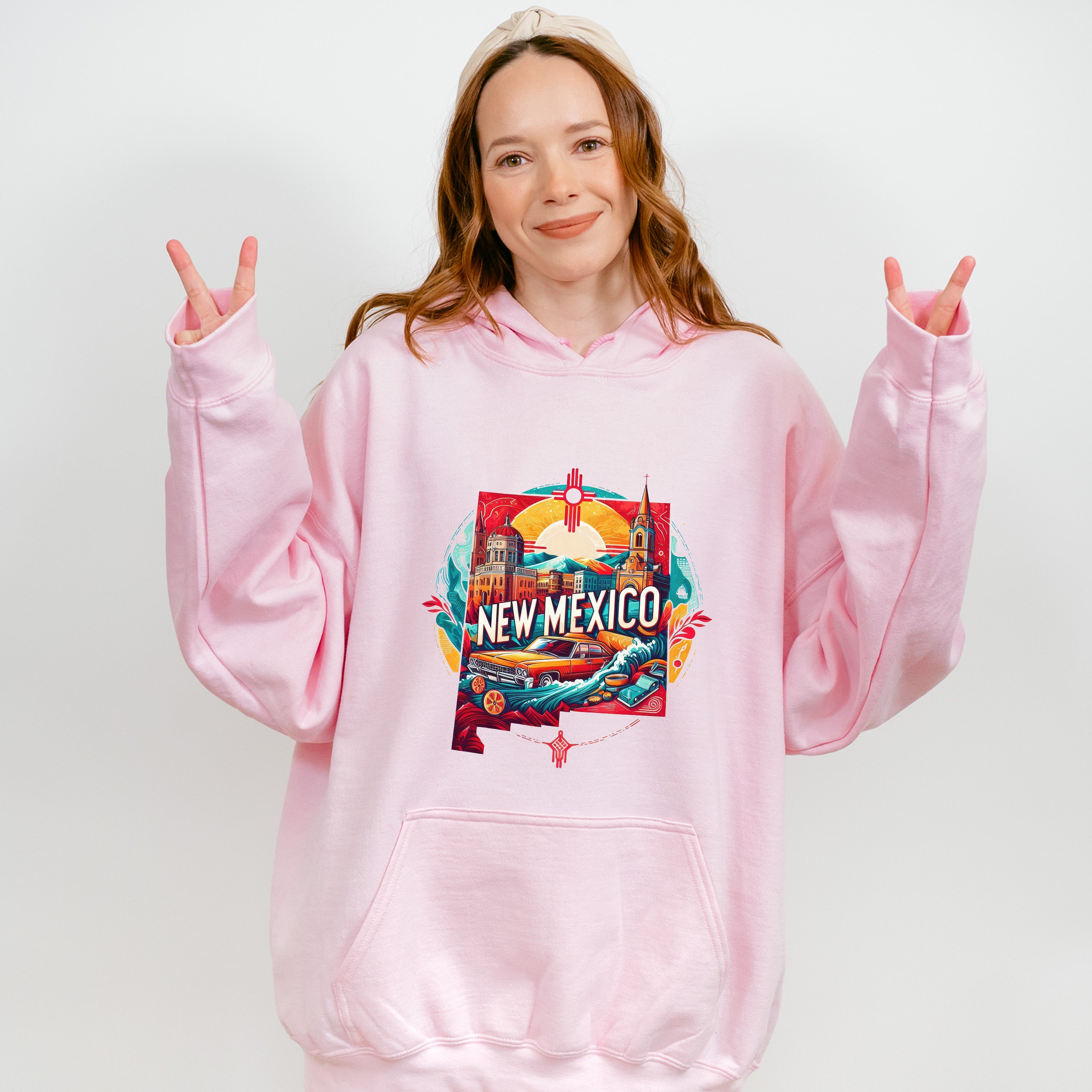 Colorful New Mexico State Design - States &amp; Cities Unisex Crewneck T-Shirt Sweatshirt Hoodie