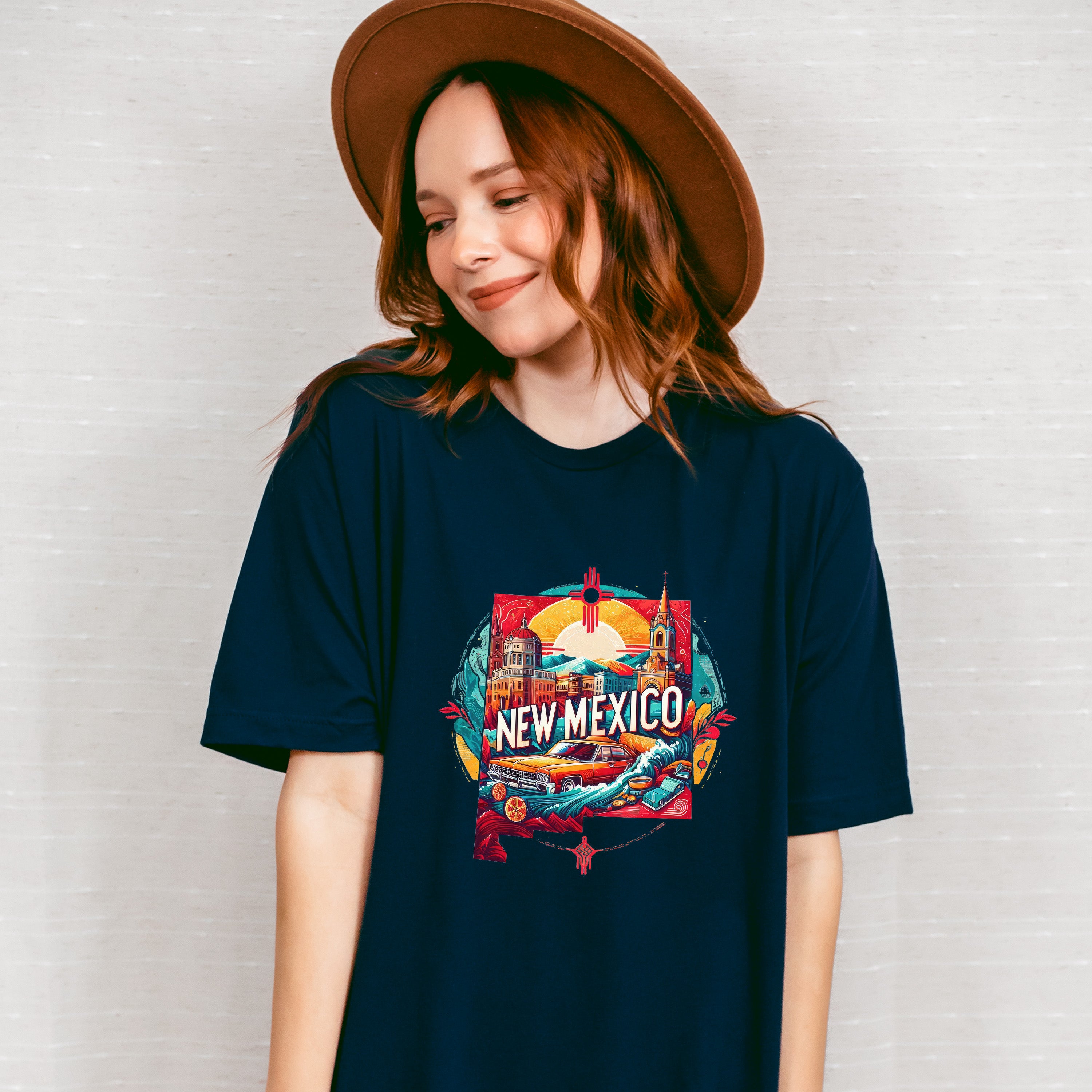 Colorful New Mexico State Design - States &amp; Cities Unisex Crewneck T-Shirt Sweatshirt Hoodie