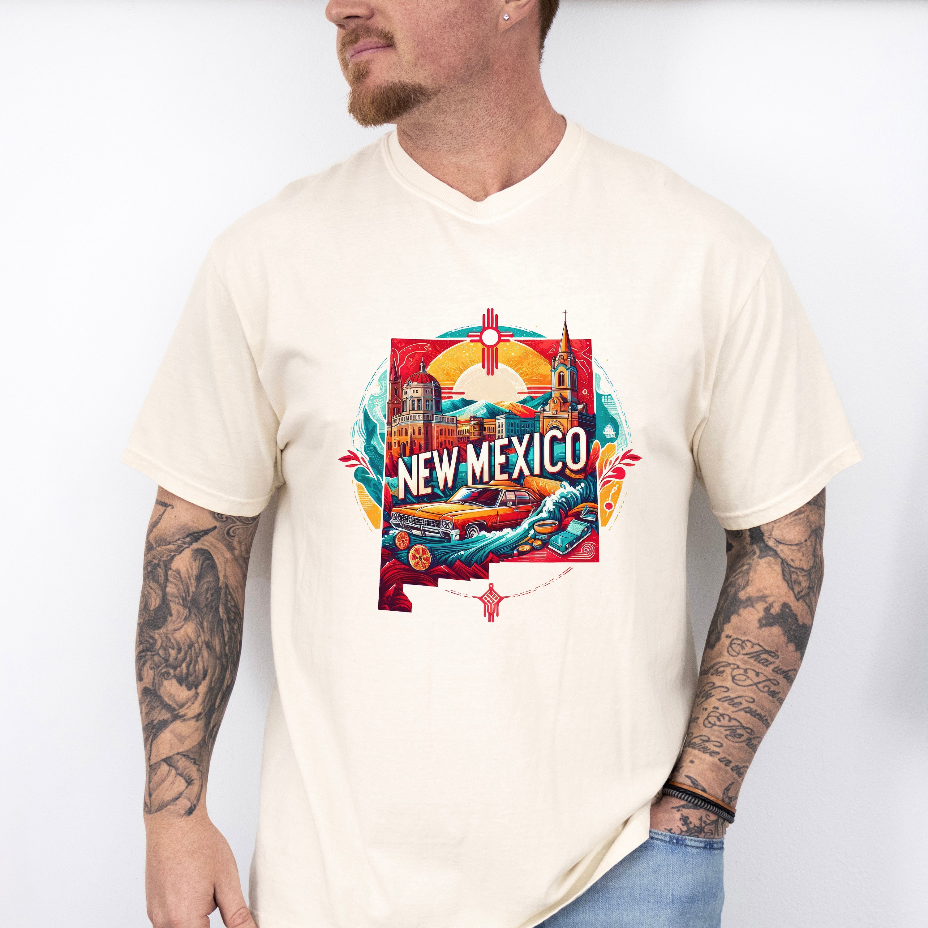 Colorful New Mexico State Design - States &amp; Cities Unisex Crewneck T-Shirt Sweatshirt Hoodie