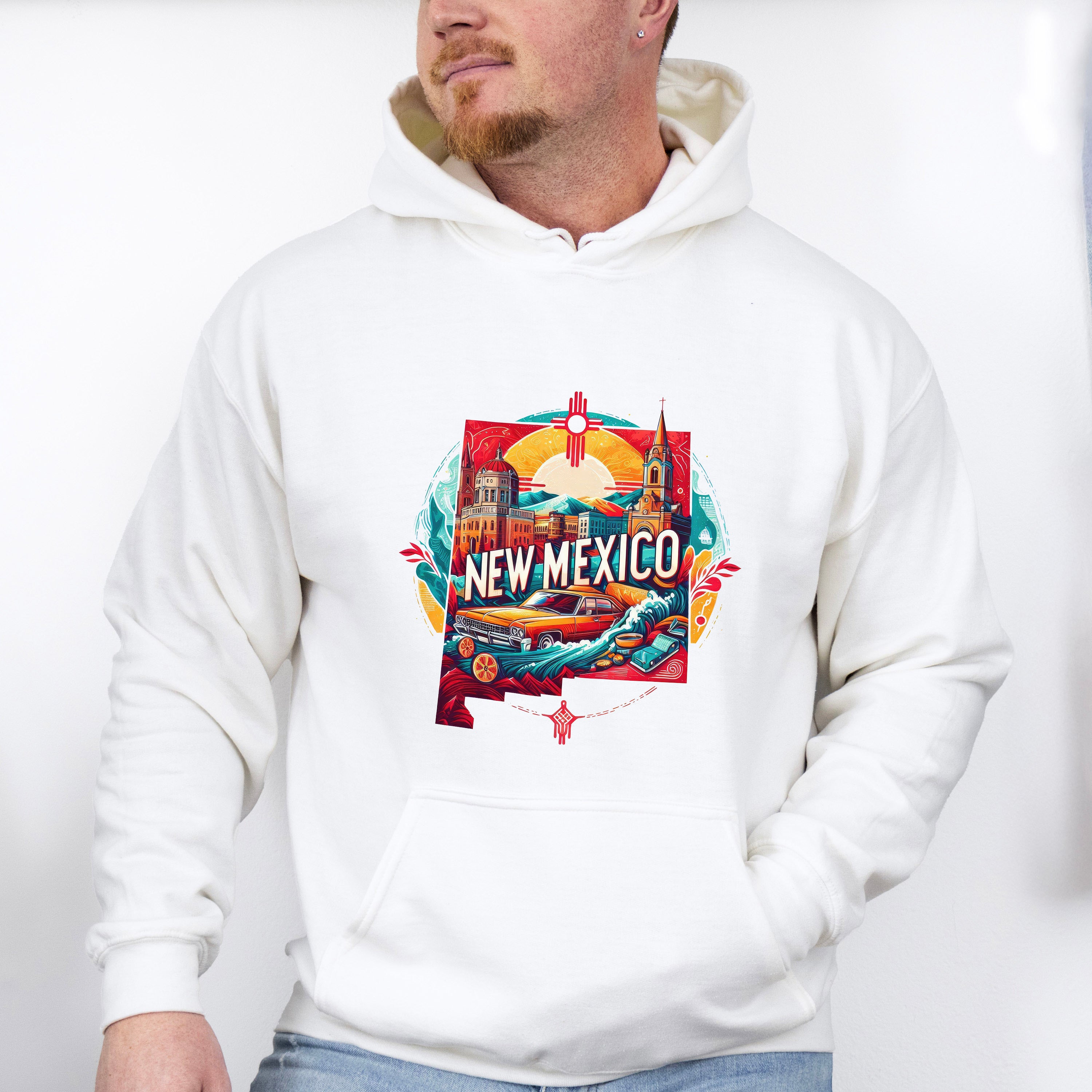 Colorful New Mexico State Design - States &amp; Cities Unisex Crewneck T-Shirt Sweatshirt Hoodie