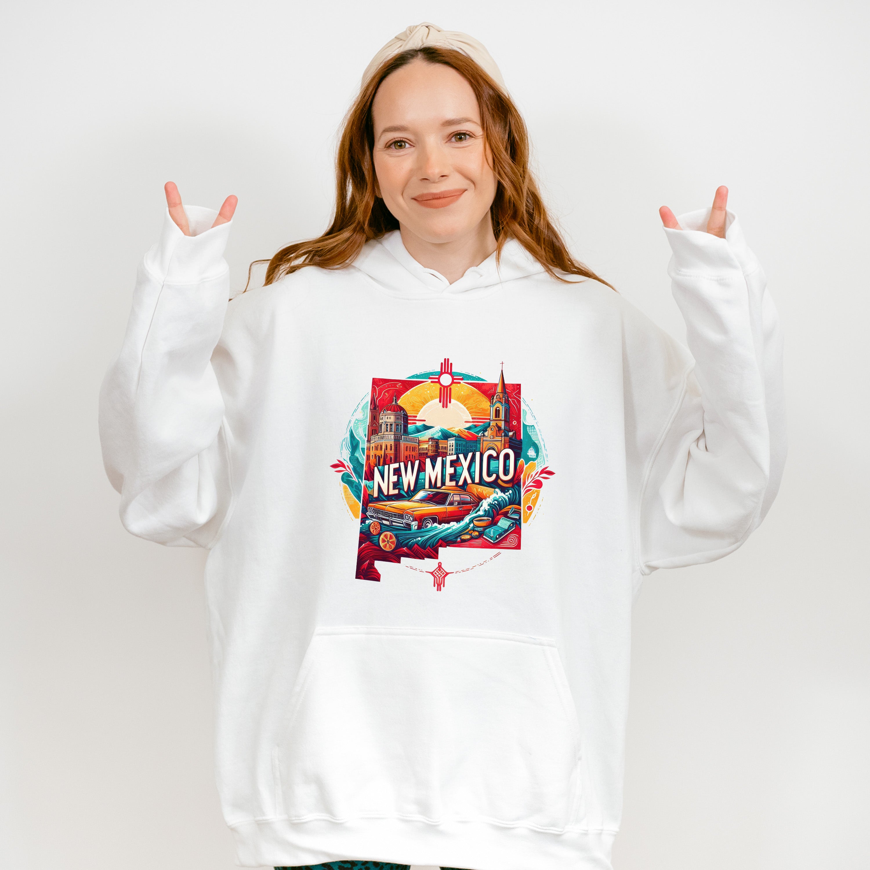 Colorful New Mexico State Design - States &amp; Cities Unisex Crewneck T-Shirt Sweatshirt Hoodie