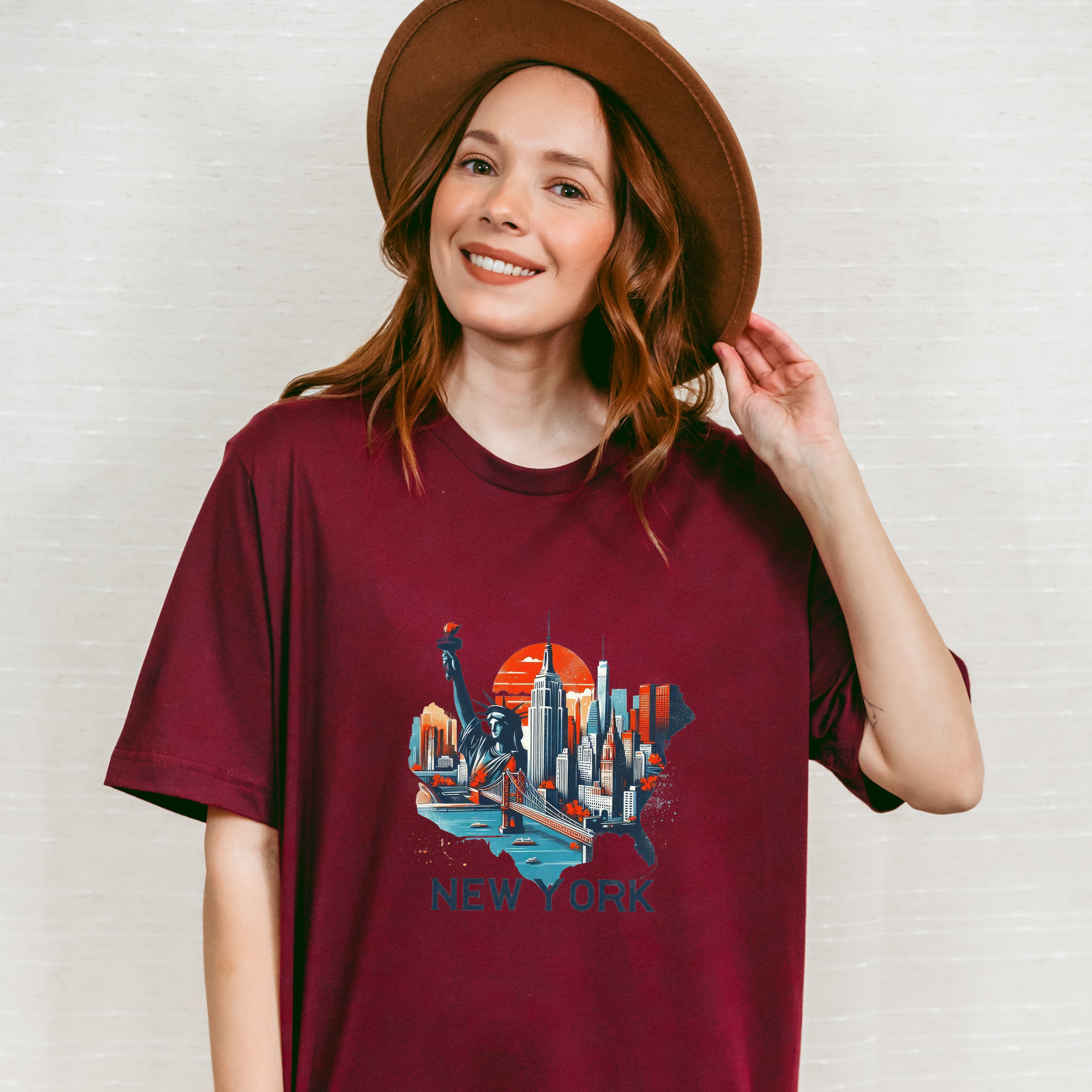 Colorful New York State Design - States &amp; Cities Unisex Crewneck T-Shirt Sweatshirt Hoodie