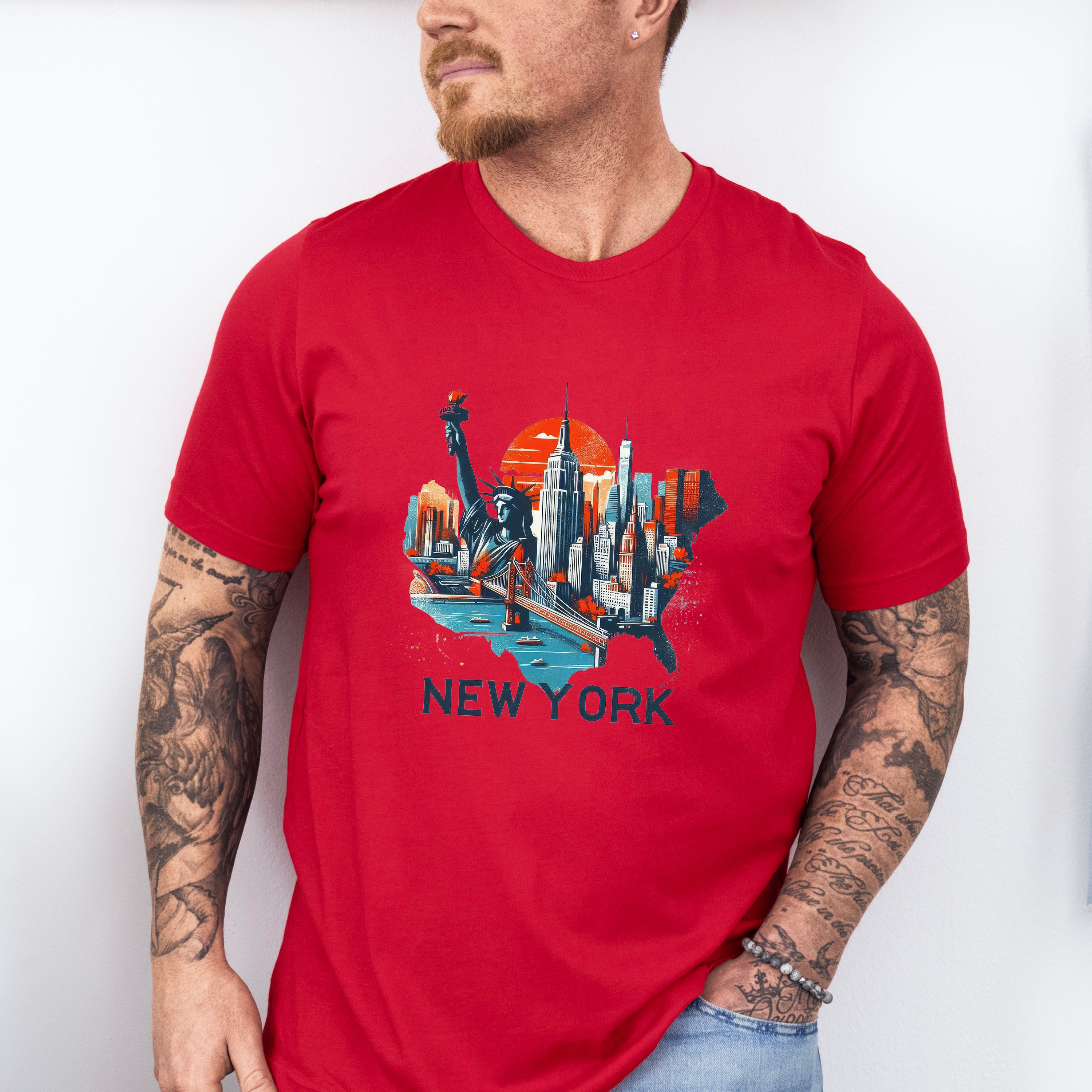 Colorful New York State Design - States &amp; Cities Unisex Crewneck T-Shirt Sweatshirt Hoodie