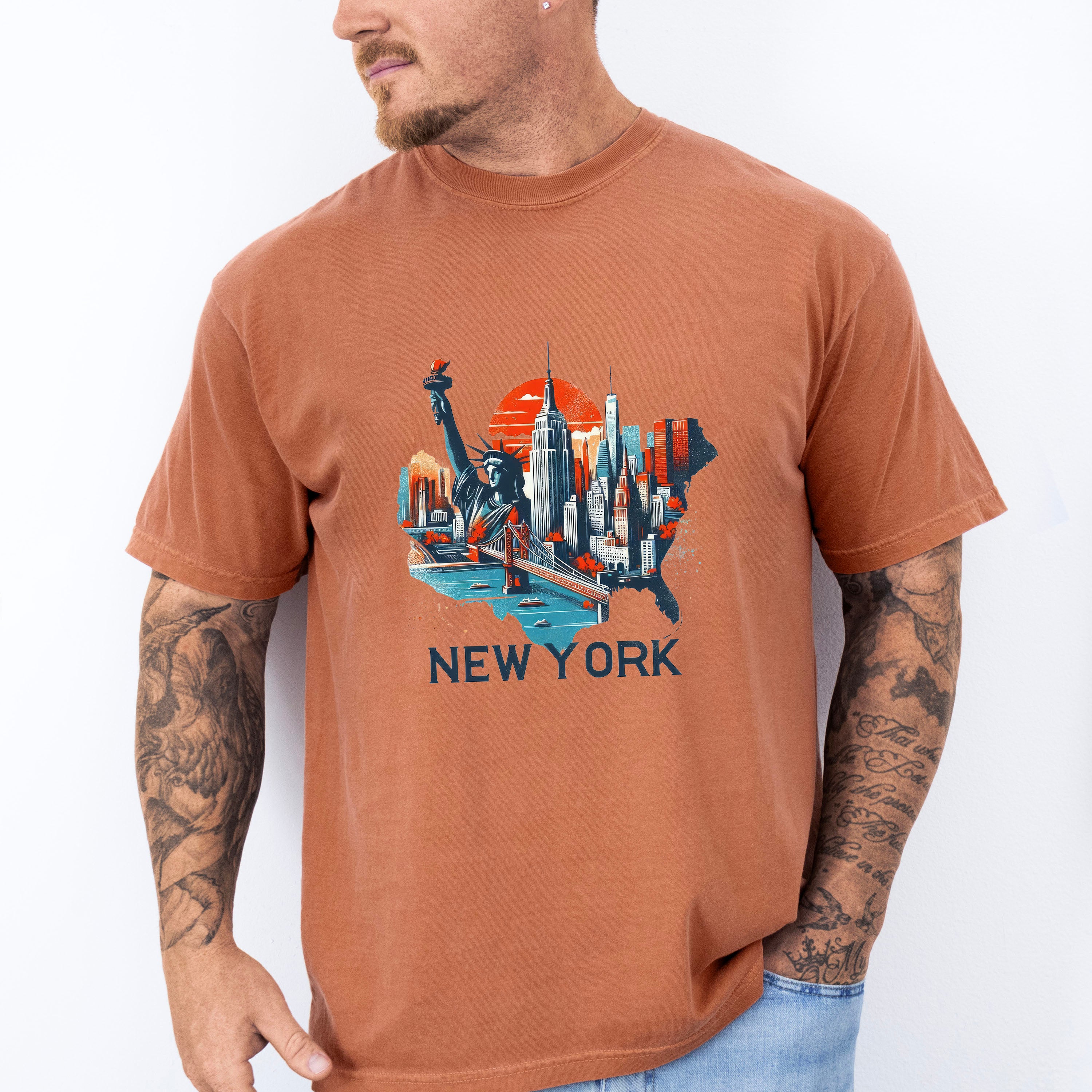 Colorful New York State Design - States &amp; Cities Unisex Crewneck T-Shirt Sweatshirt Hoodie