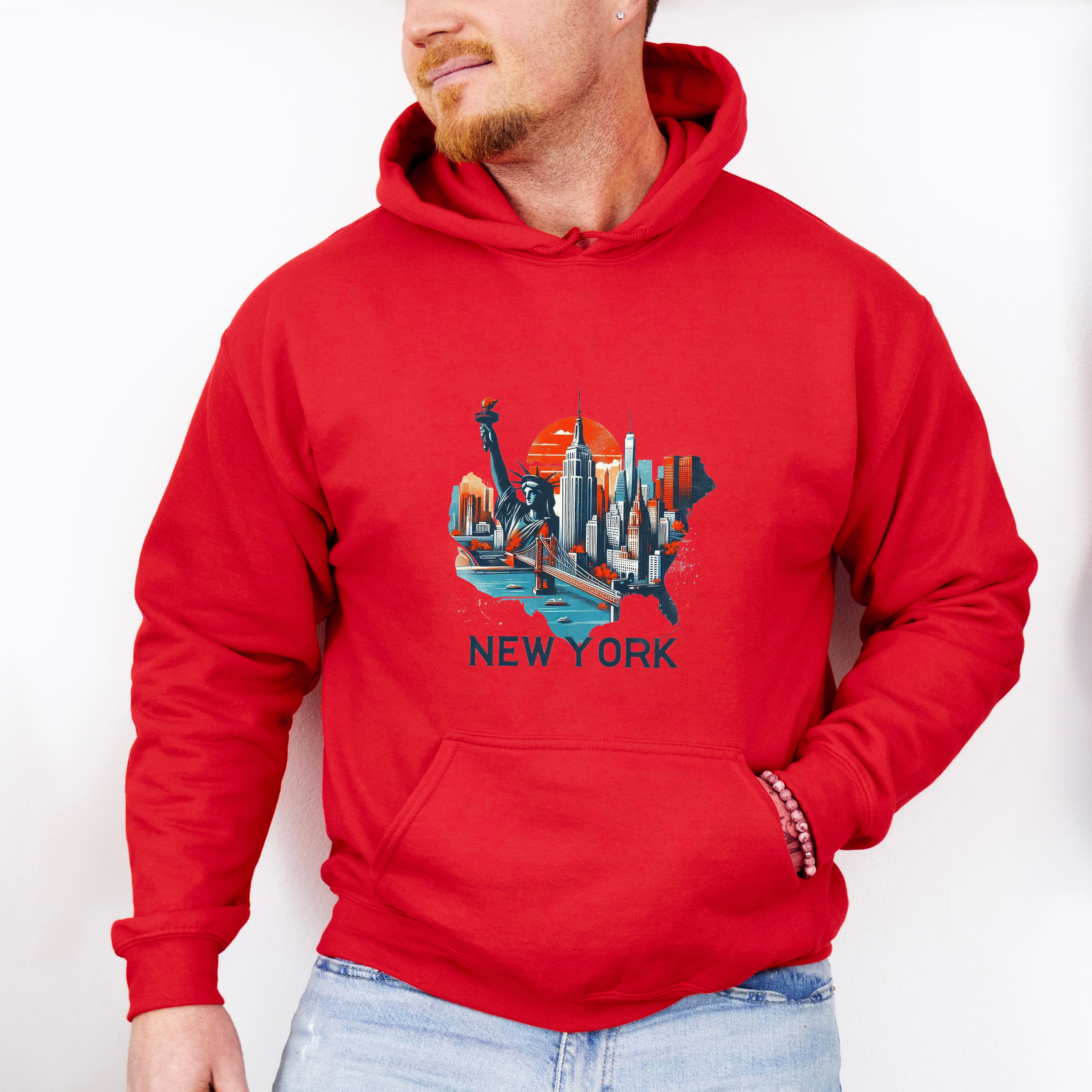 Colorful New York State Design - States &amp; Cities Unisex Crewneck T-Shirt Sweatshirt Hoodie
