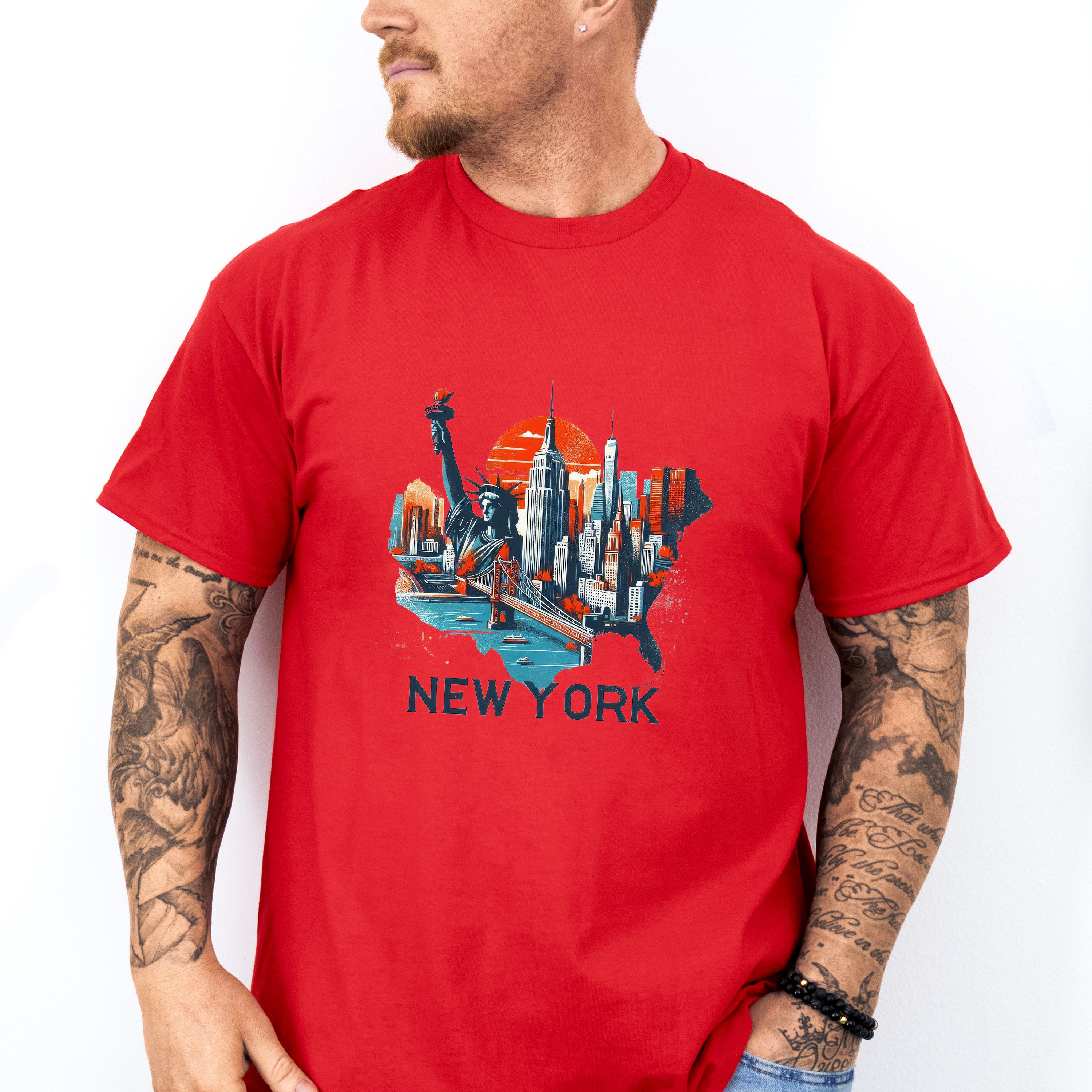 Colorful New York State Design - States &amp; Cities Unisex Crewneck T-Shirt Sweatshirt Hoodie