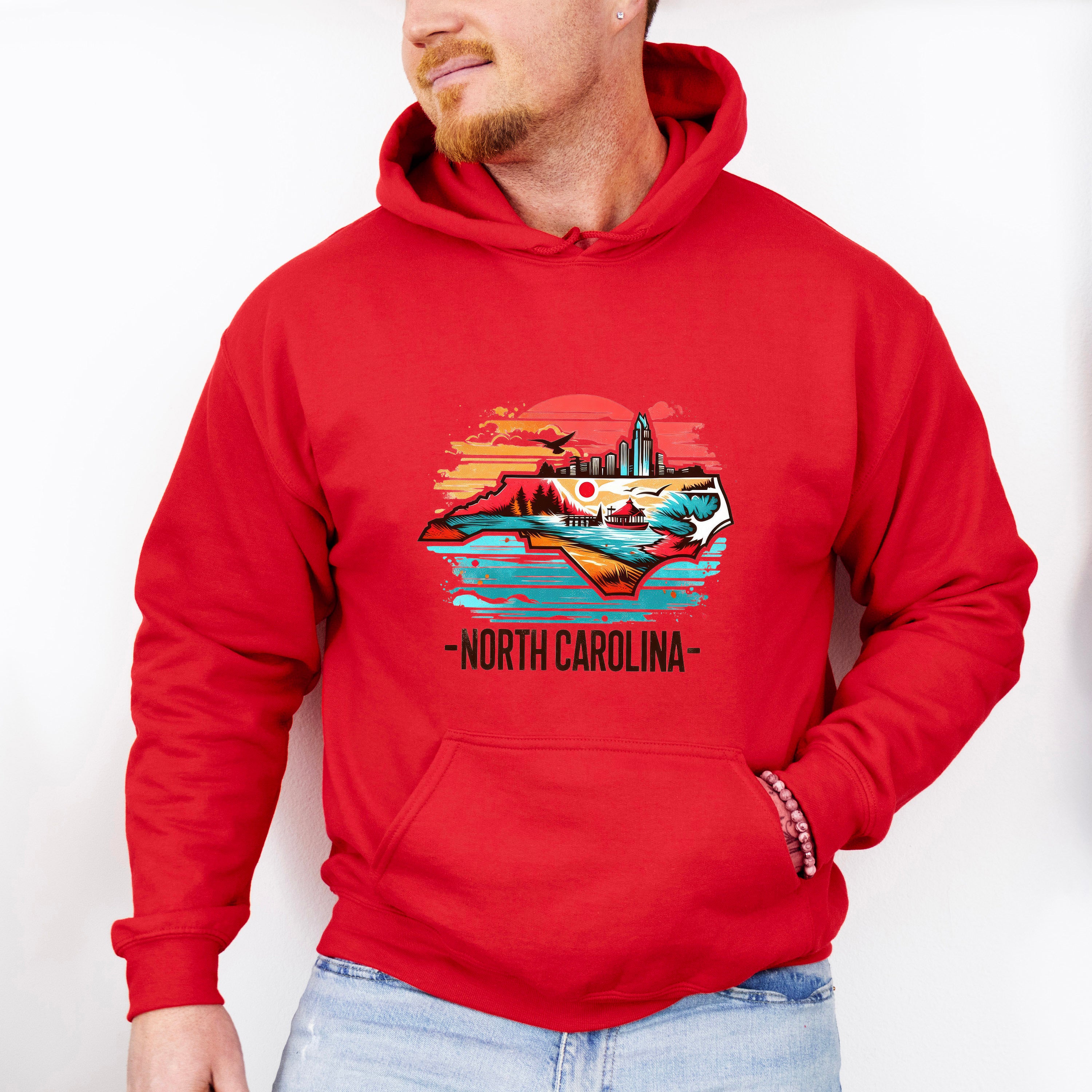 Colorful North Carolina State Design - States &amp; Cities Unisex Crewneck T-Shirt Sweatshirt Hoodie