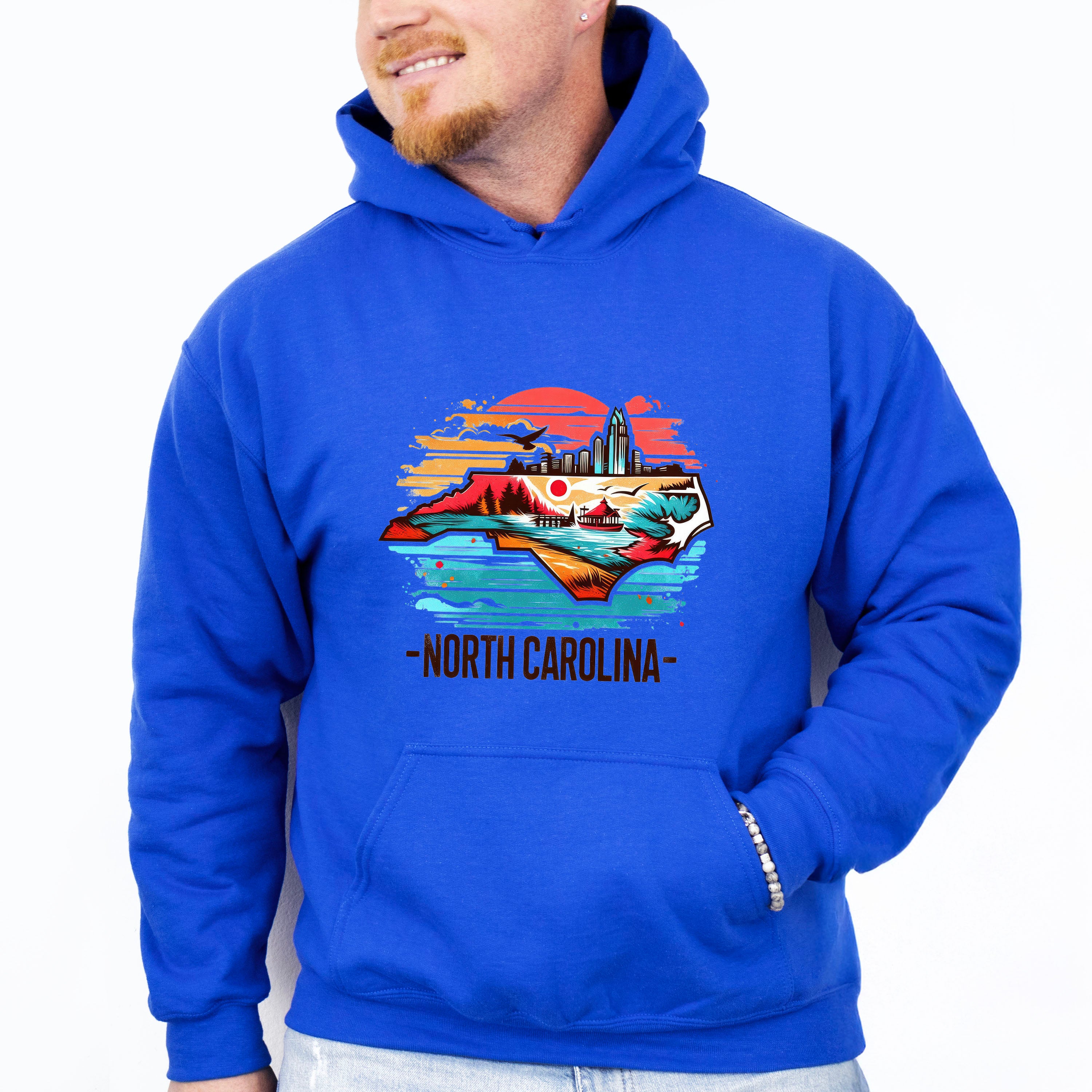 Colorful North Carolina State Design - States &amp; Cities Unisex Crewneck T-Shirt Sweatshirt Hoodie