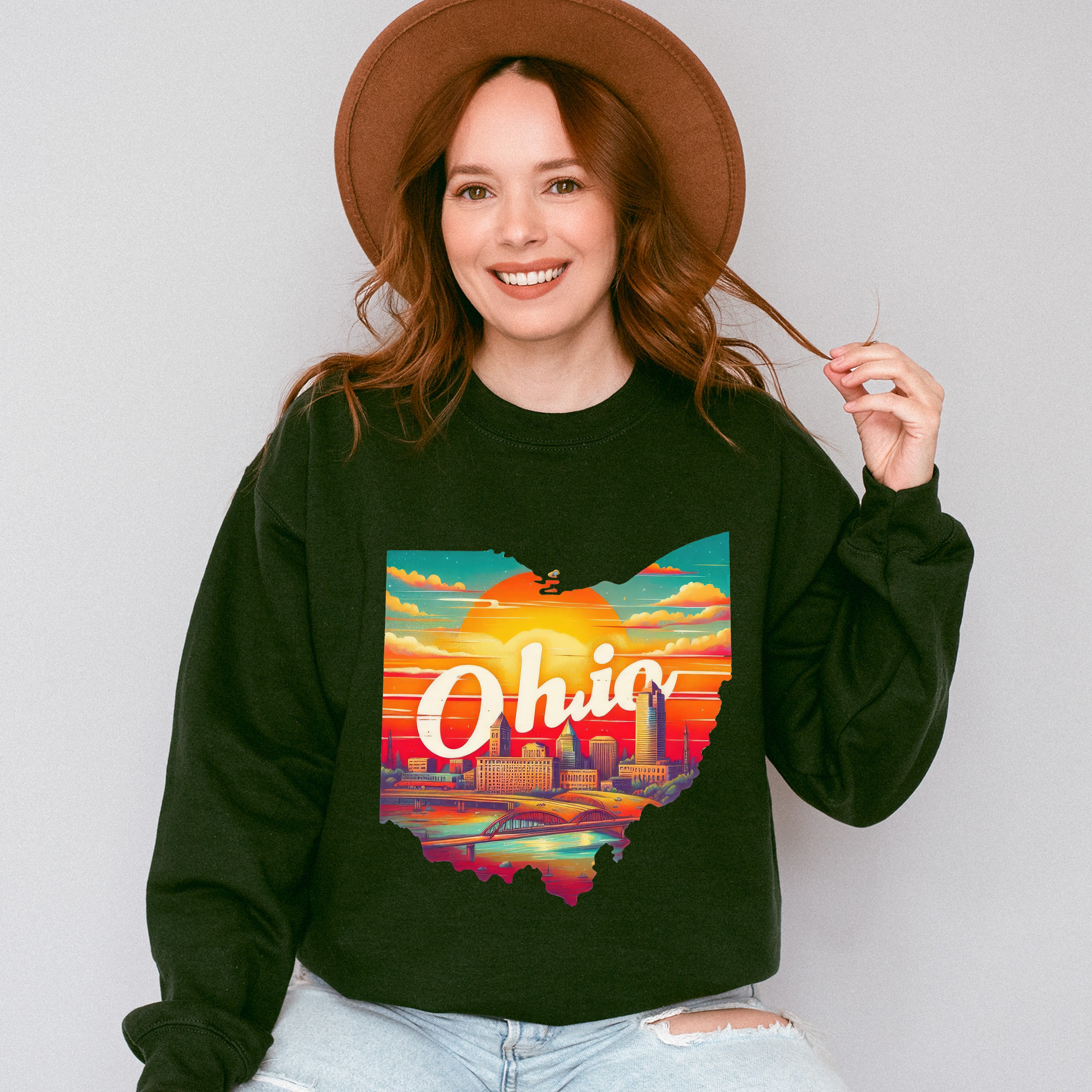 Colorful Ohio State Design - States &amp; Cities Unisex Crewneck T-Shirt Sweatshirt Hoodie
